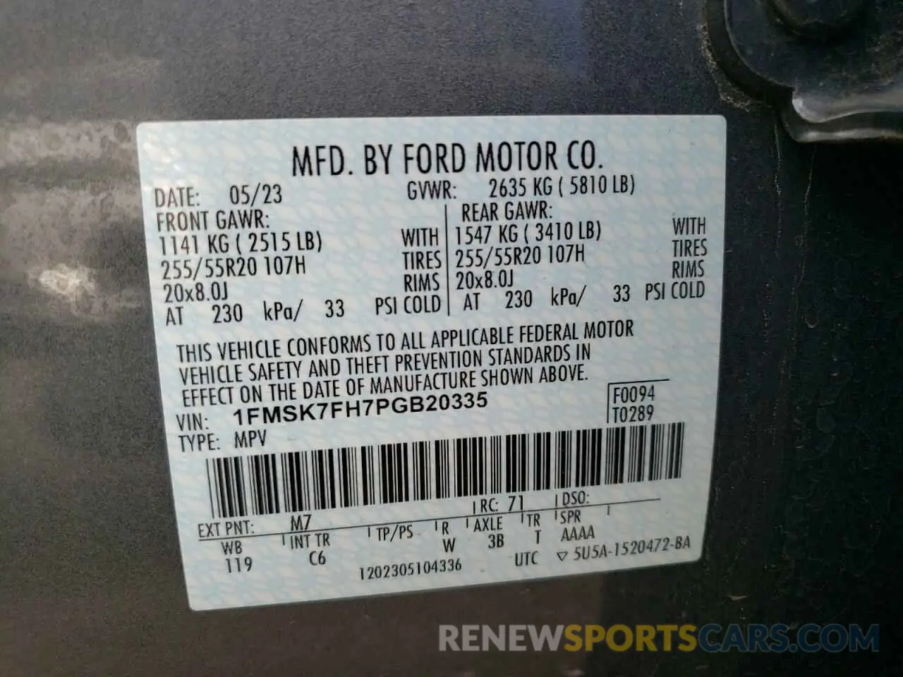 14 fotografías del automóvil dañado 1FMSK7FH7PGB20335 FORD EXPLORER 2023