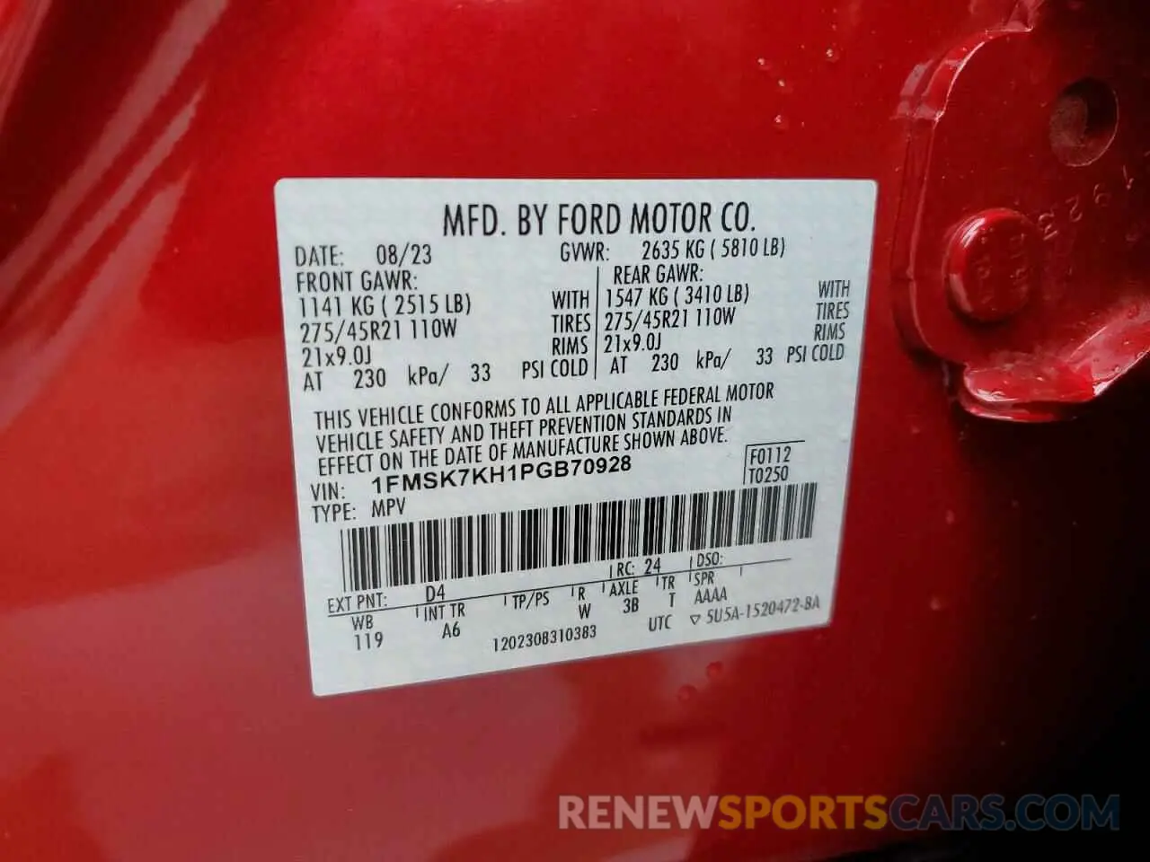 13 fotografías del automóvil dañado 1FMSK7KH1PGB70928 FORD EXPLORER 2023