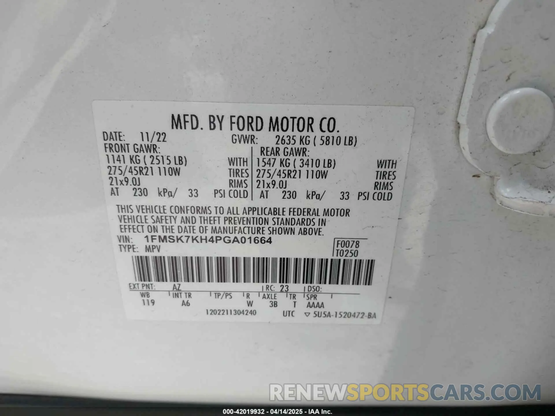 9 fotografías del automóvil dañado 1FMSK7KH4PGA01664 FORD EXPLORER 2023