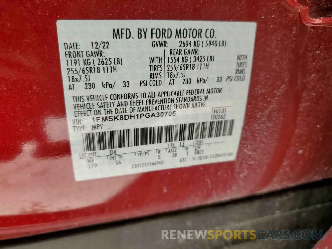 14 fotografías del automóvil dañado 1FMSK8DH1PGA30705 FORD EXPLORER 2023