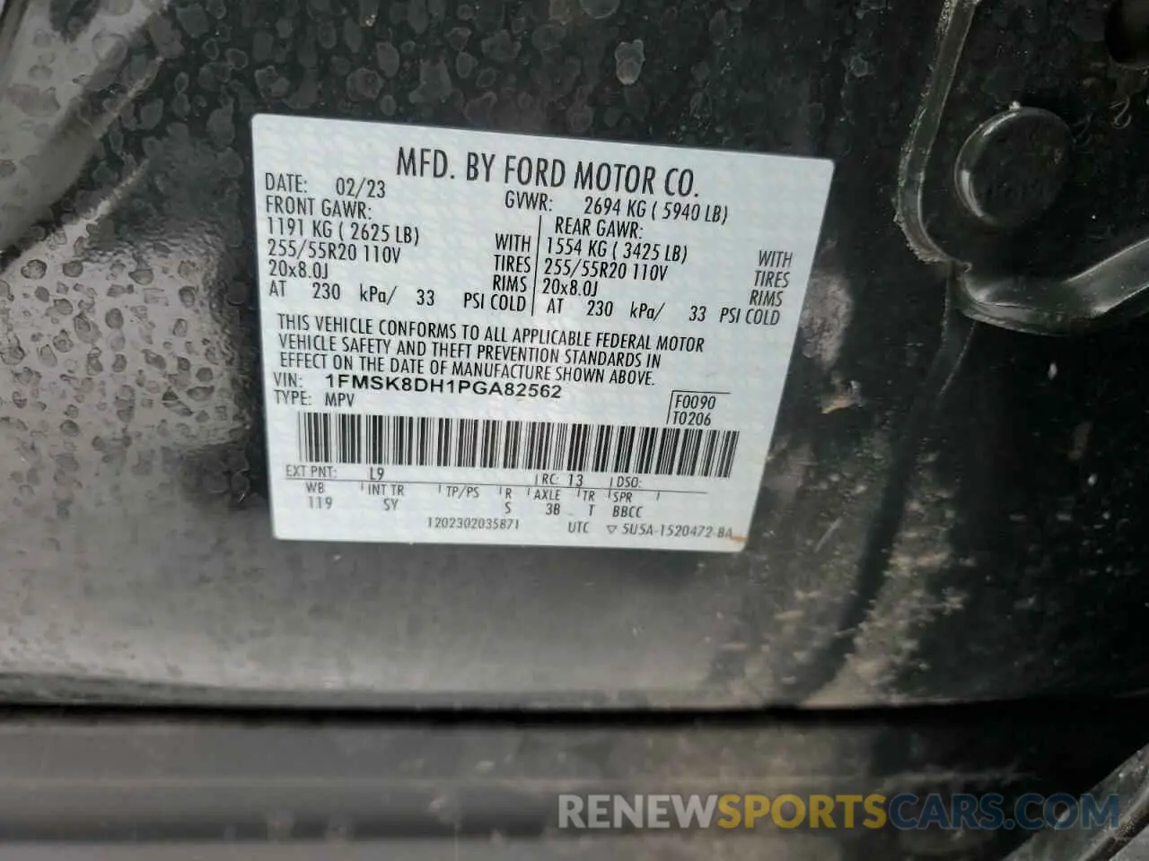 14 fotografías del automóvil dañado 1FMSK8DH1PGA82562 FORD EXPLORER 2023