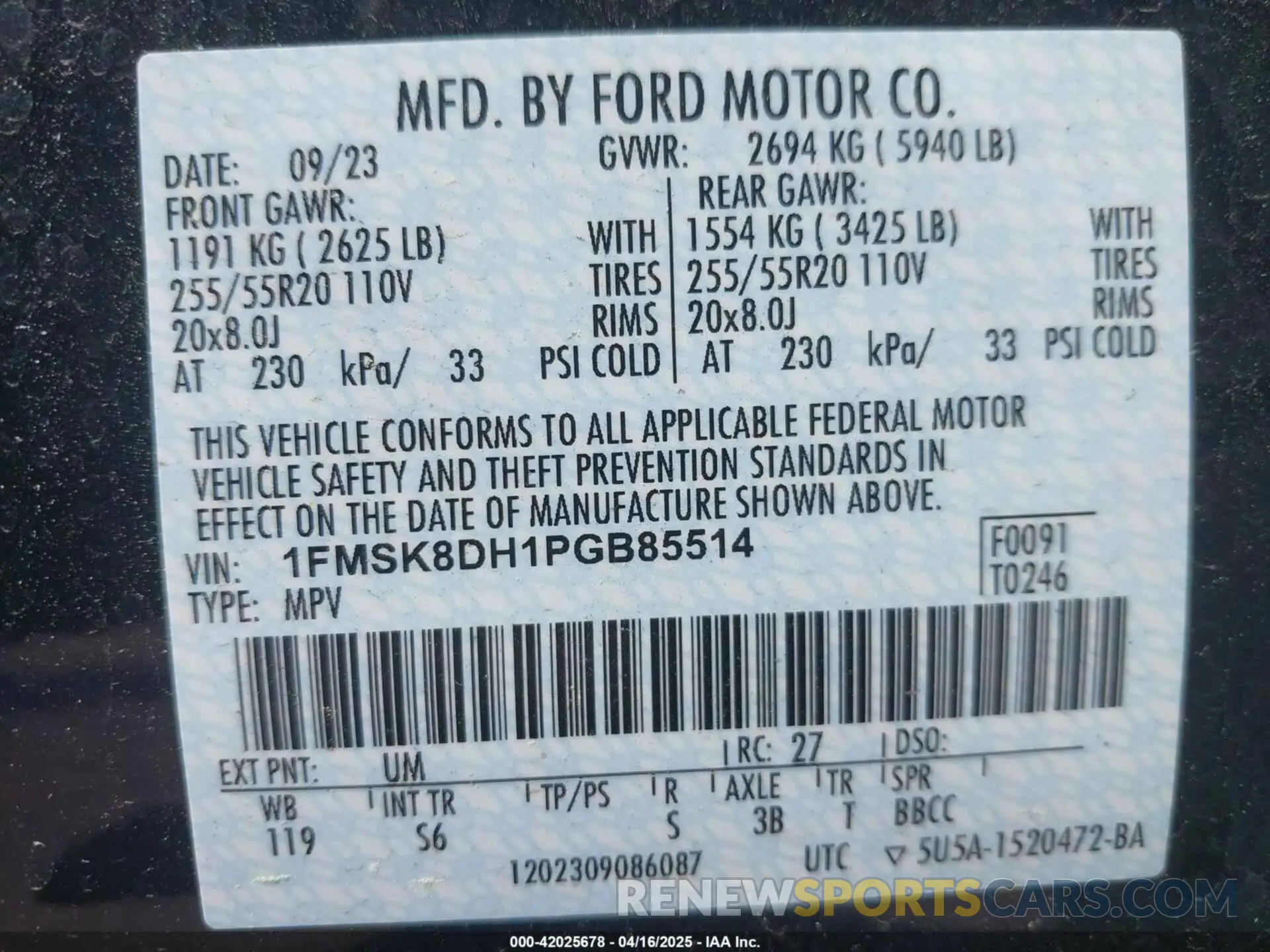 9 fotografías del automóvil dañado 1FMSK8DH1PGB85514 FORD EXPLORER 2023