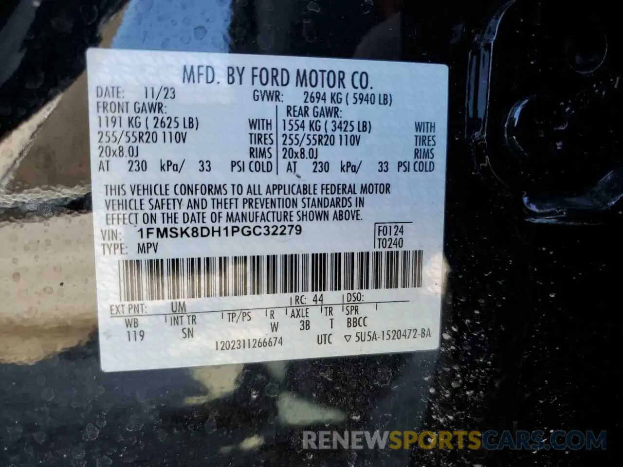 14 fotografías del automóvil dañado 1FMSK8DH1PGC32279 FORD EXPLORER 2023