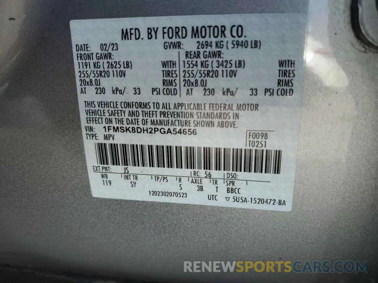 14 fotografías del automóvil dañado 1FMSK8DH2PGA54656 FORD EXPLORER 2023