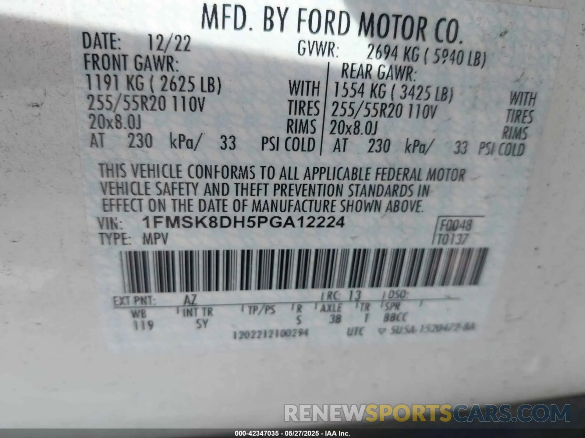 9 fotografías del automóvil dañado 1FMSK8DH5PGA12224 FORD EXPLORER 2023