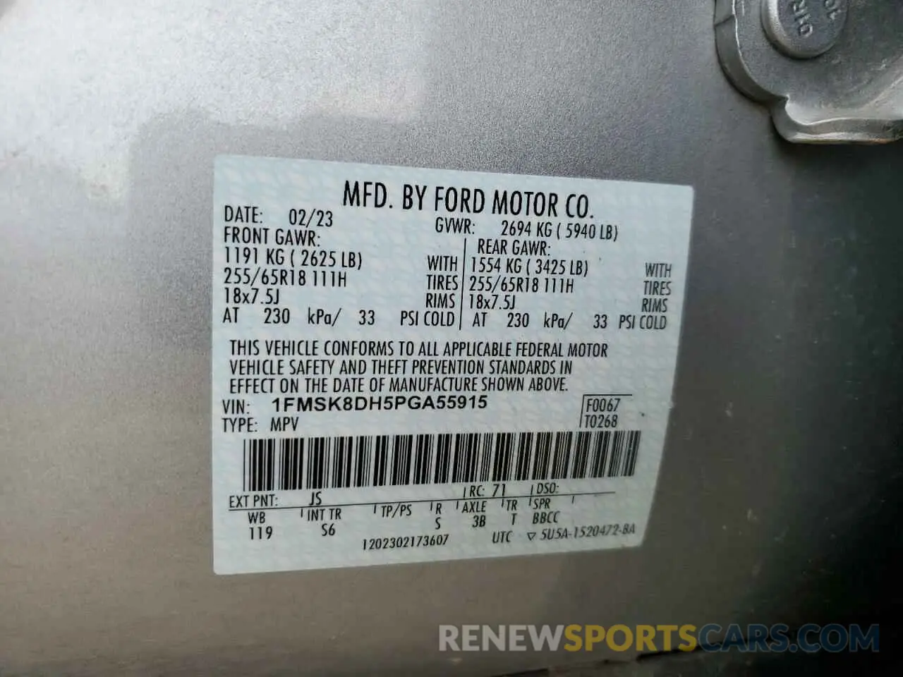 13 fotografías del automóvil dañado 1FMSK8DH5PGA55915 FORD EXPLORER 2023