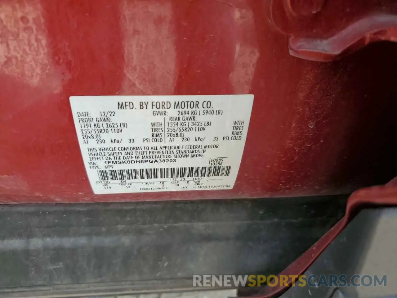 13 fotografías del automóvil dañado 1FMSK8DH6PGA38203 FORD EXPLORER 2023
