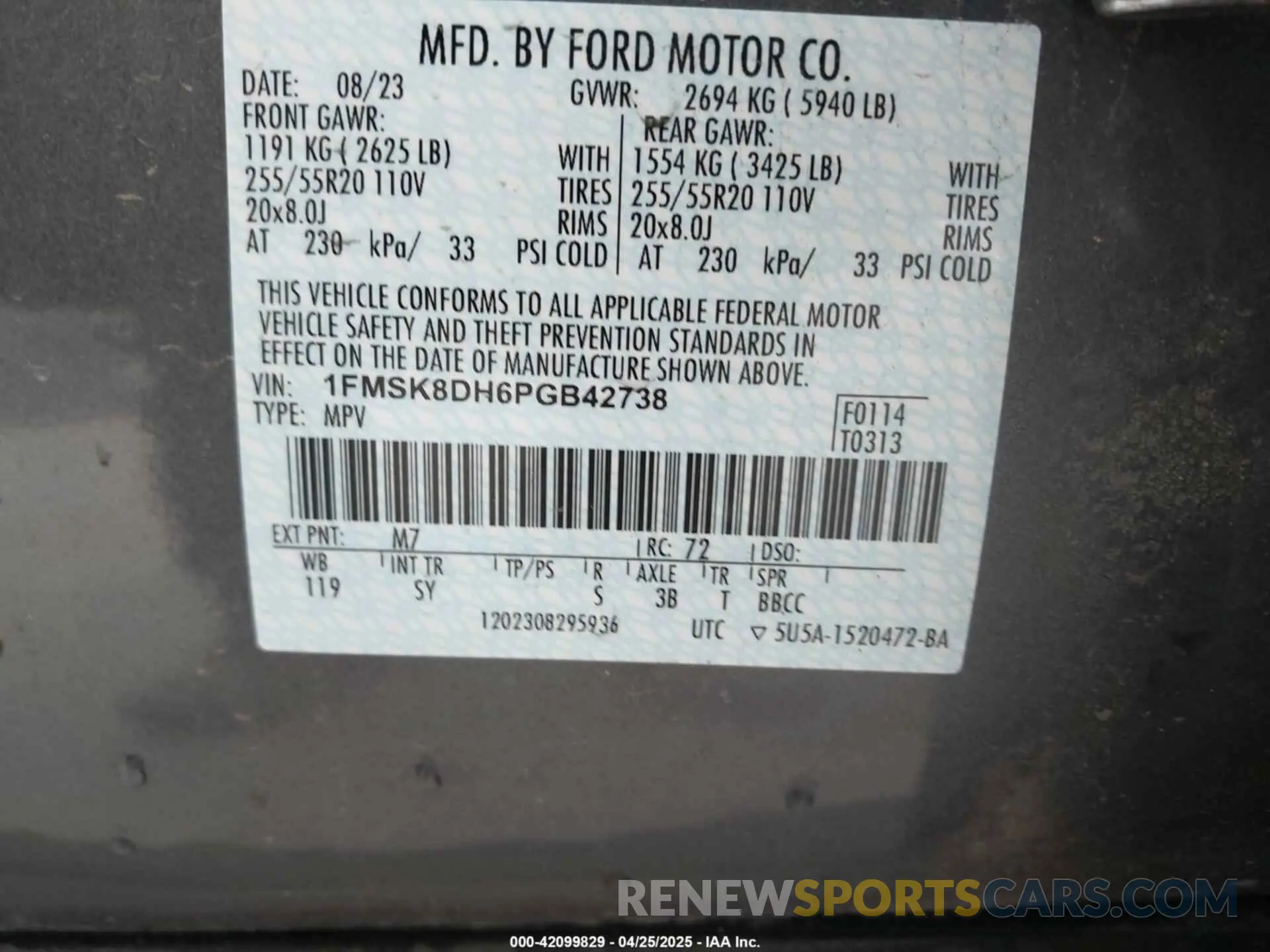 9 fotografías del automóvil dañado 1FMSK8DH6PGB42738 FORD EXPLORER 2023
