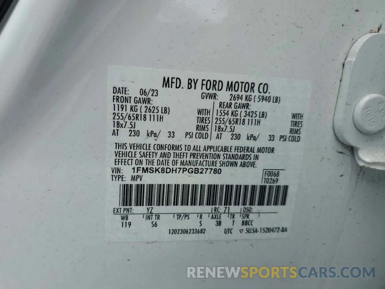 13 fotografías del automóvil dañado 1FMSK8DH7PGB27780 FORD EXPLORER 2023