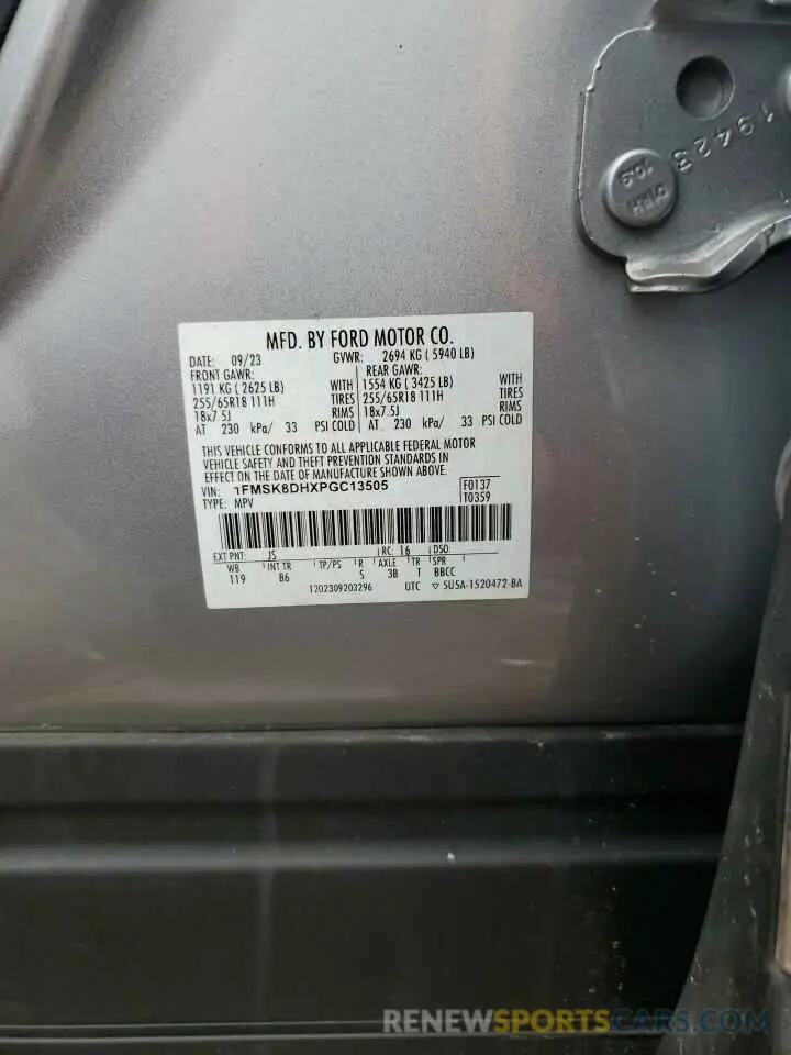 13 fotografías del automóvil dañado 1FMSK8DHXPGC13505 FORD EXPLORER 2023
