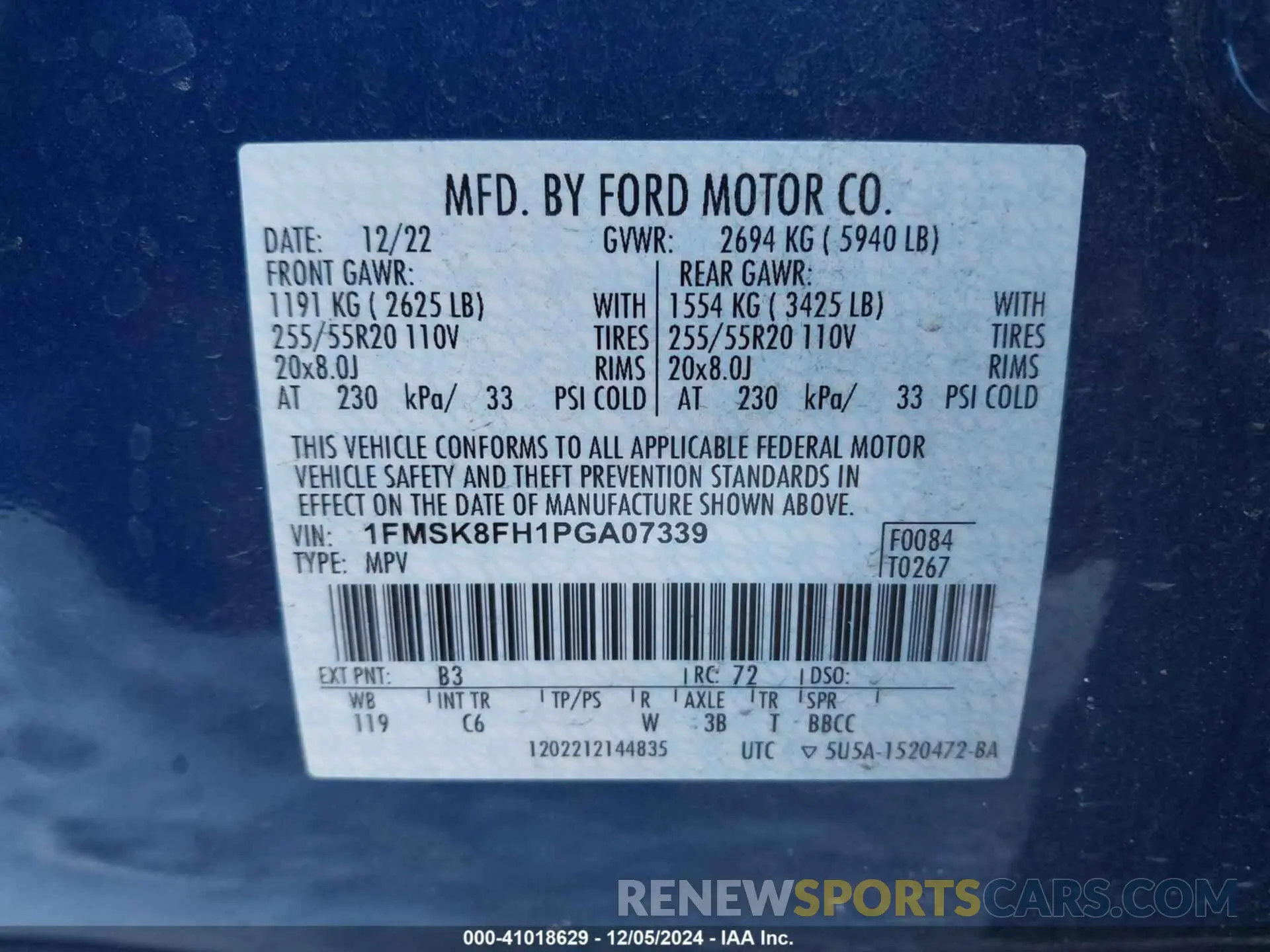 9 fotografías del automóvil dañado 1FMSK8FH1PGA07339 FORD EXPLORER 2023