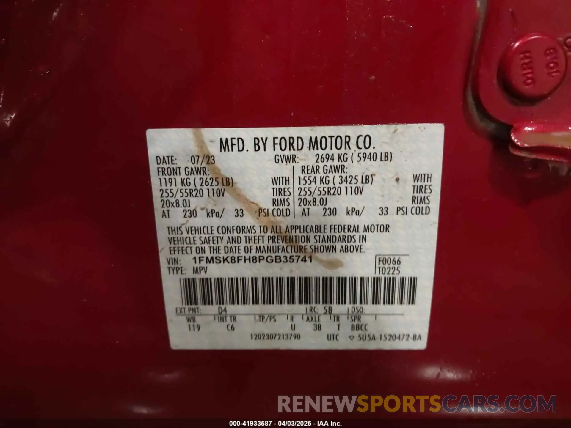 9 fotografías del automóvil dañado 1FMSK8FH8PGB35741 FORD EXPLORER 2023