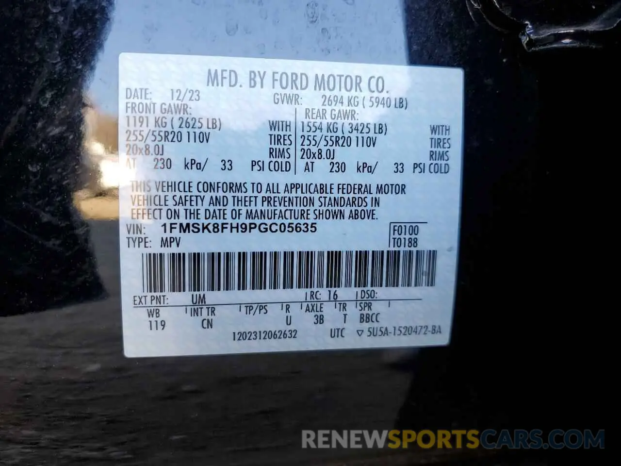 13 fotografías del automóvil dañado 1FMSK8FH9PGC05635 FORD EXPLORER 2023