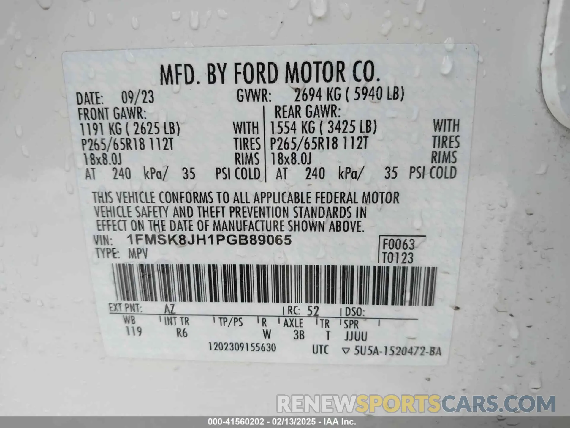 9 fotografías del automóvil dañado 1FMSK8JH1PGB89065 FORD EXPLORER 2023