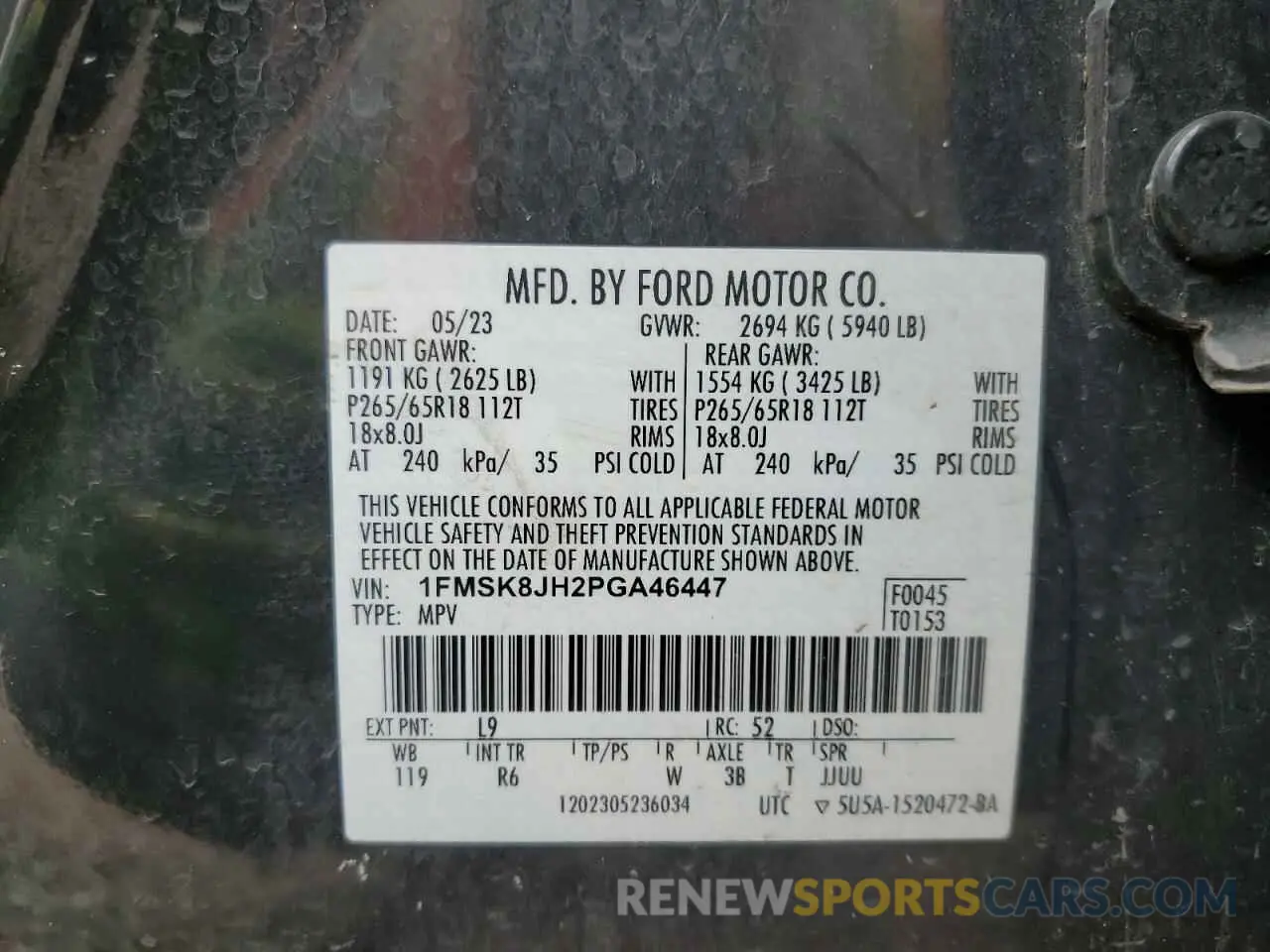 14 fotografías del automóvil dañado 1FMSK8JH2PGA46447 FORD EXPLORER 2023