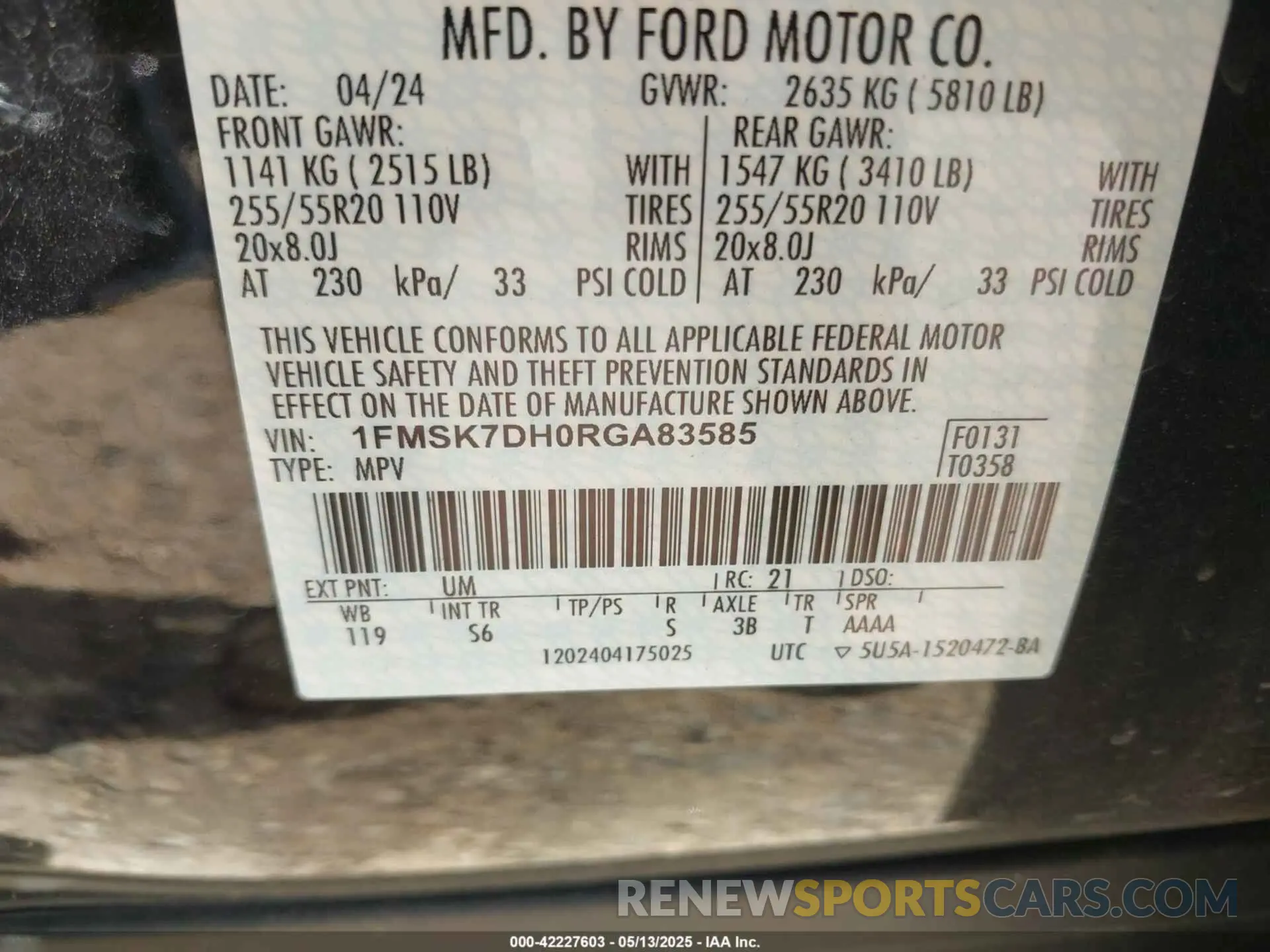 9 fotografías del automóvil dañado 1FMSK7DH0RGA83585 FORD EXPLORER 2024