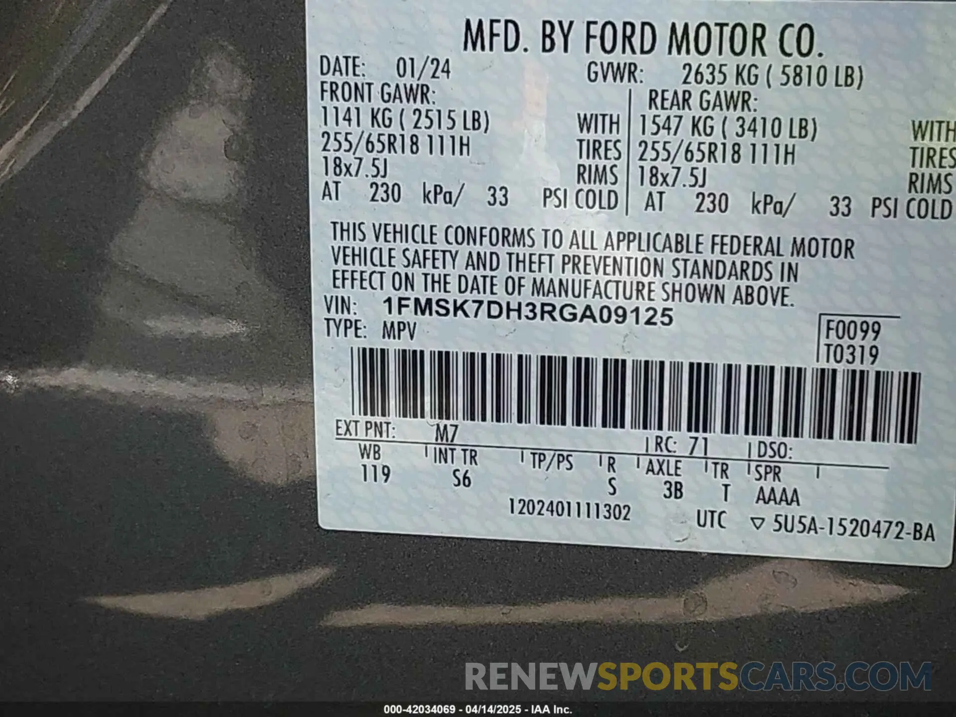 9 fotografías del automóvil dañado 1FMSK7DH3RGA09125 FORD EXPLORER 2024
