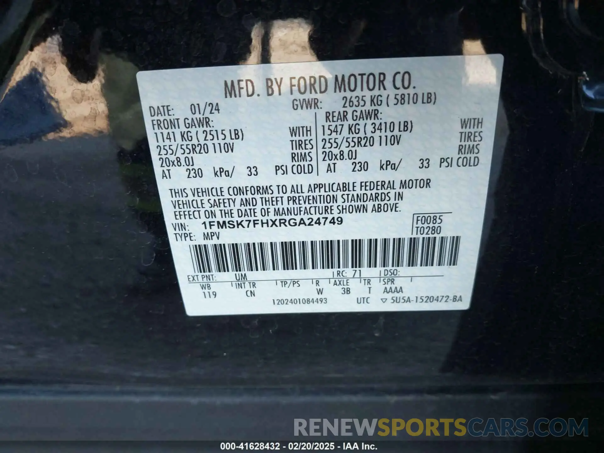 9 fotografías del automóvil dañado 1FMSK7FHXRGA24749 FORD EXPLORER 2024