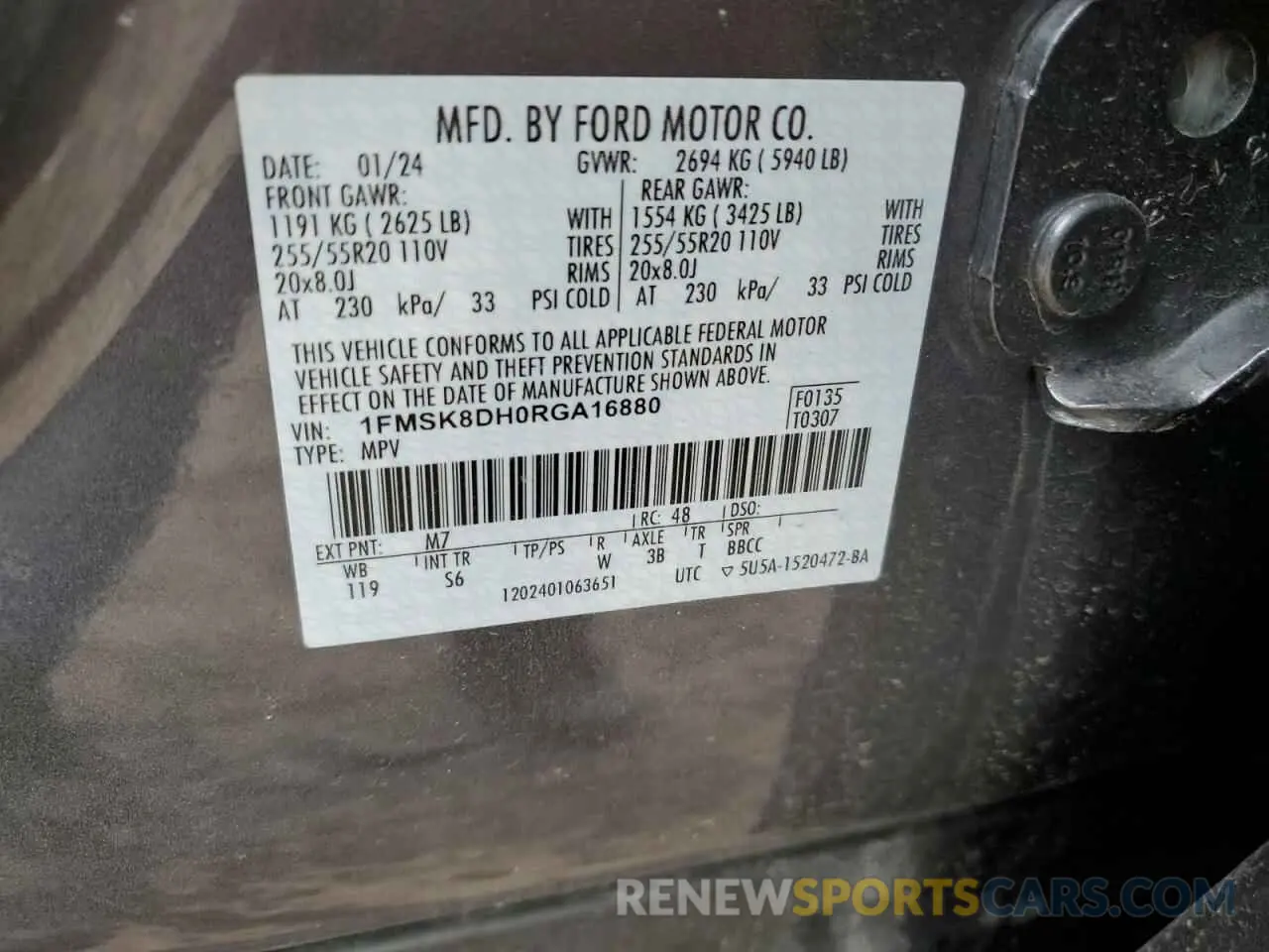 13 fotografías del automóvil dañado 1FMSK8DH0RGA16880 FORD EXPLORER 2024