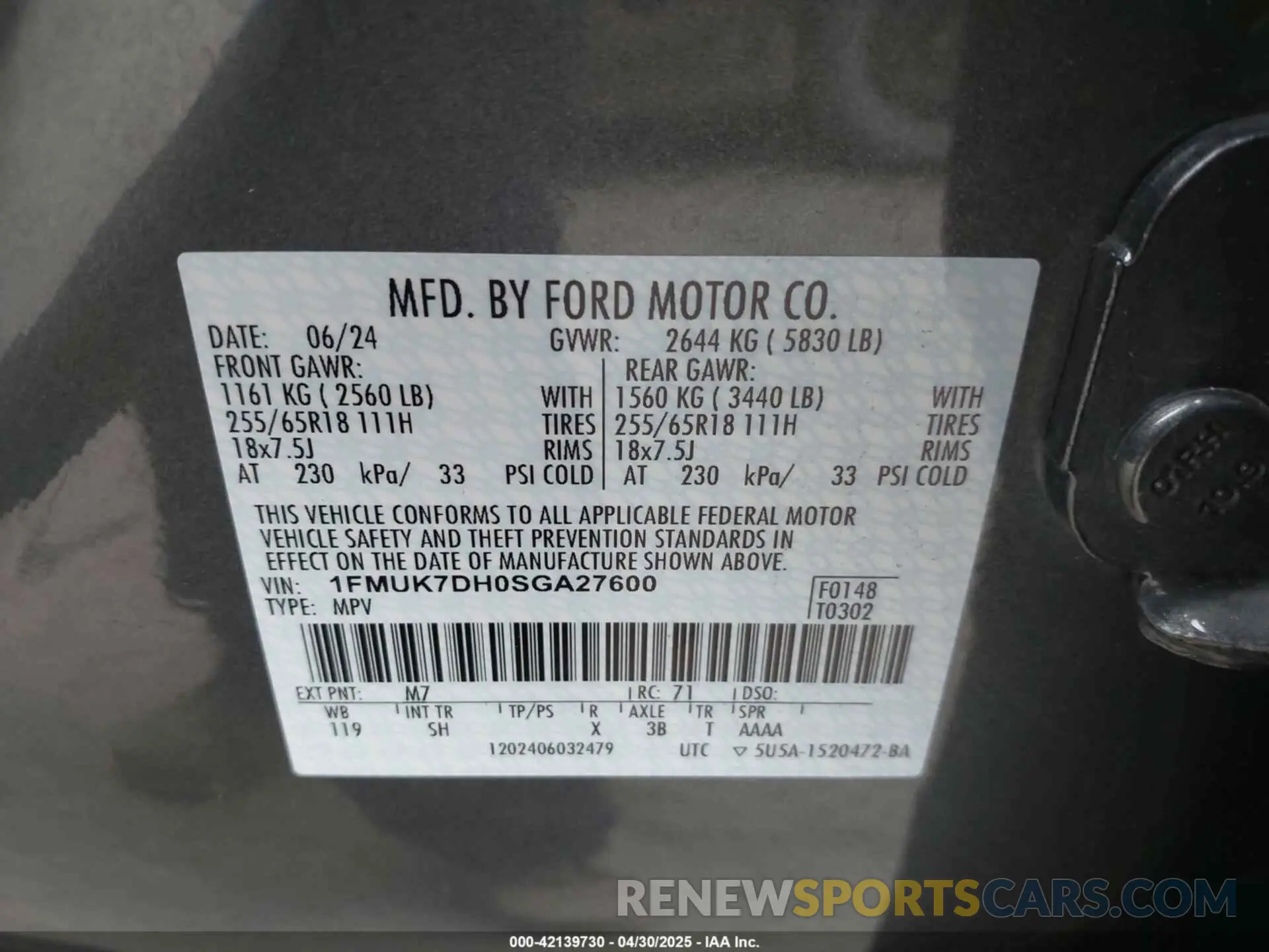 9 fotografías del automóvil dañado 1FMUK7DH0SGA27600 FORD EXPLORER 2025