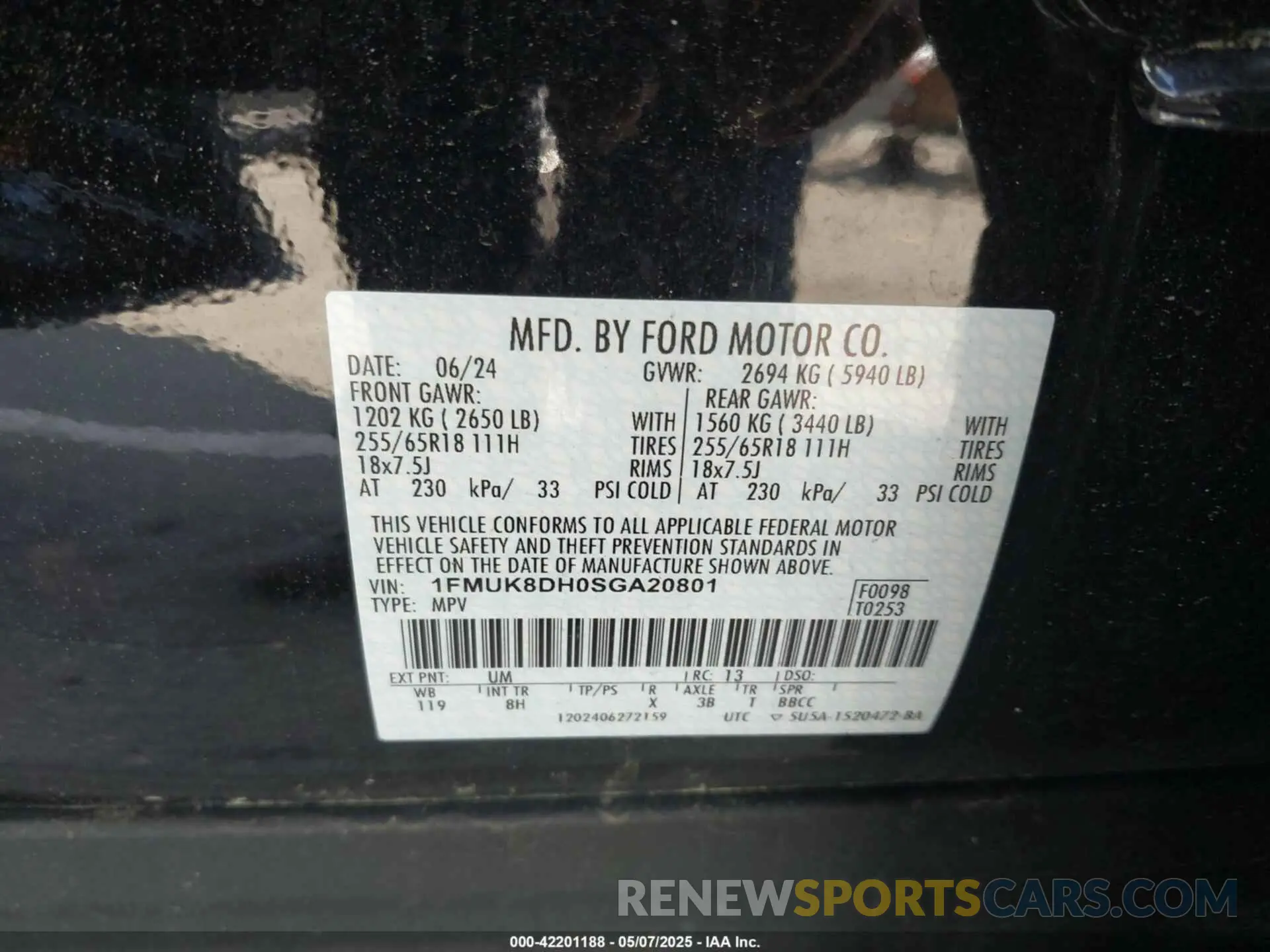 9 fotografías del automóvil dañado 1FMUK8DH0SGA20801 FORD EXPLORER 2025