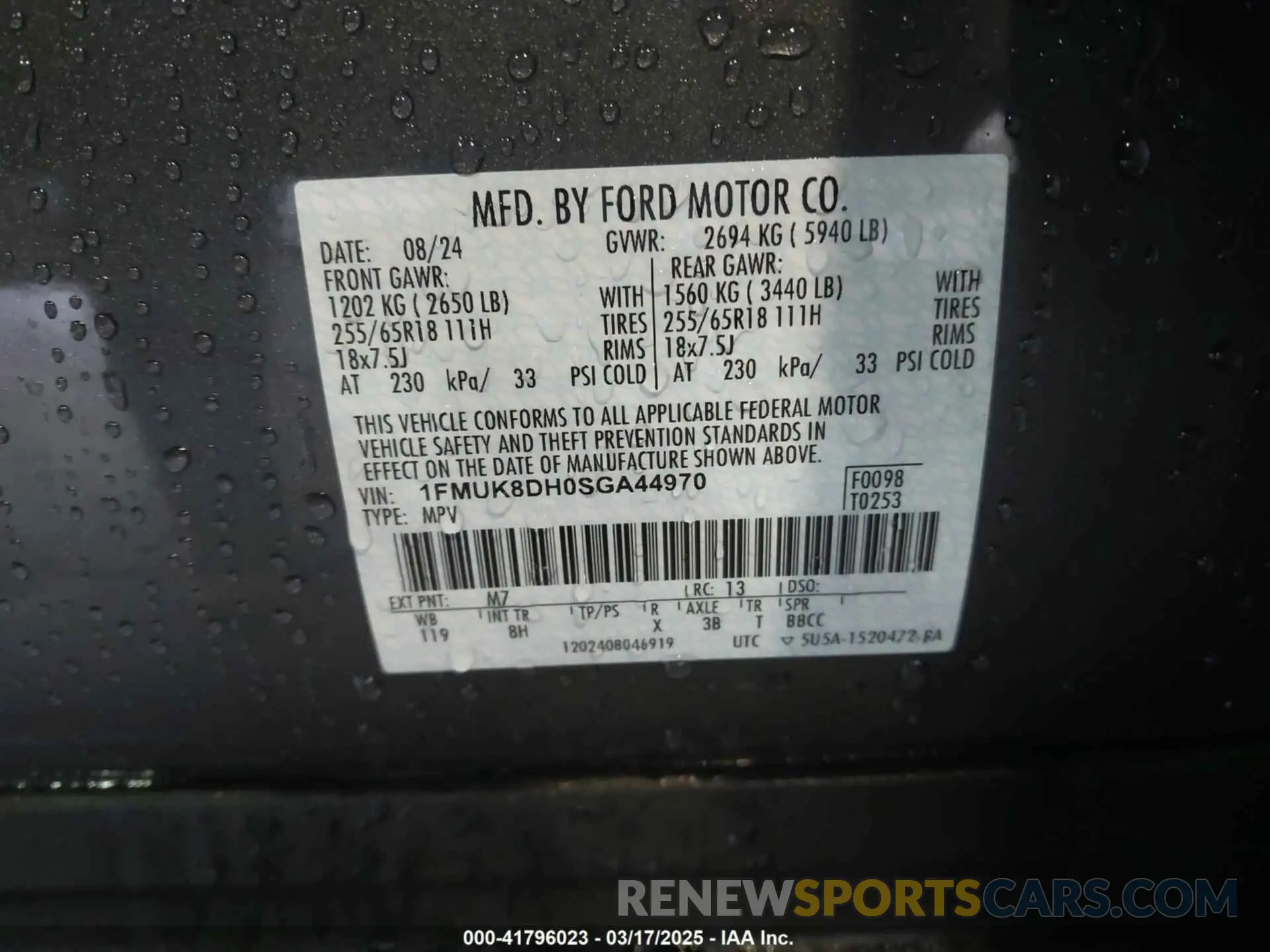 9 fotografías del automóvil dañado 1FMUK8DH0SGA44970 FORD EXPLORER 2025