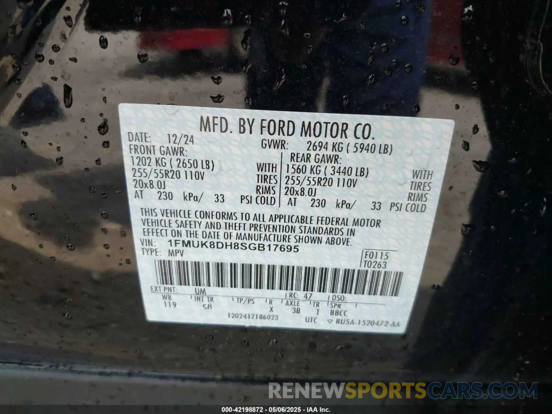 9 fotografías del automóvil dañado 1FMUK8DH8SGB17695 FORD EXPLORER 2025