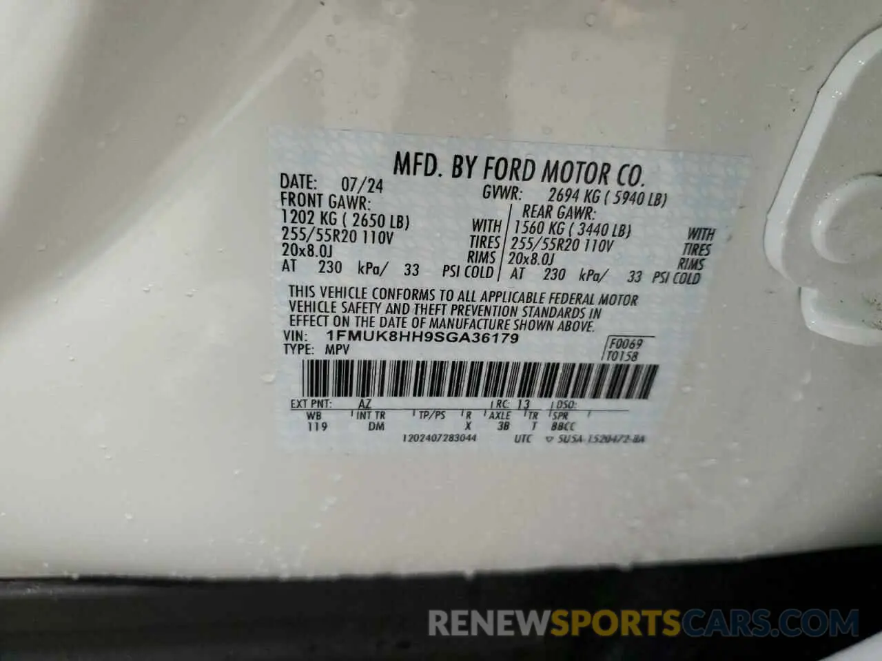 13 fotografías del automóvil dañado 1FMUK8HH9SGA36179 FORD EXPLORER 2025