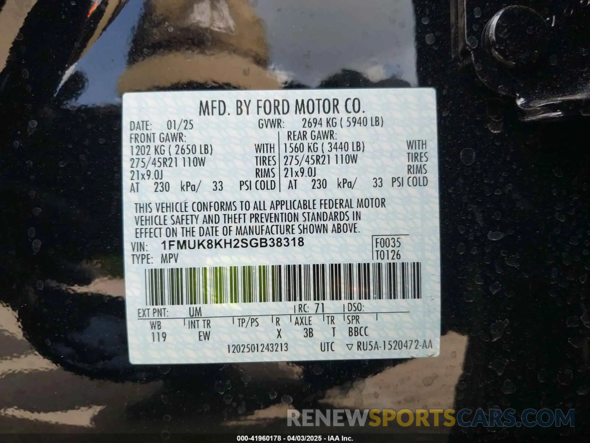 9 fotografías del automóvil dañado 1FMUK8KH2SGB38318 FORD EXPLORER 2025