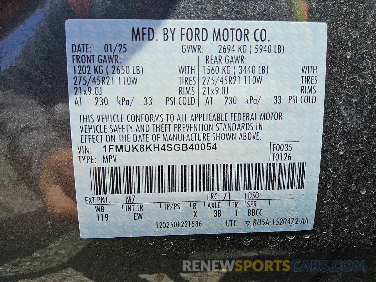 13 fotografías del automóvil dañado 1FMUK8KH4SGB40054 FORD EXPLORER 2025