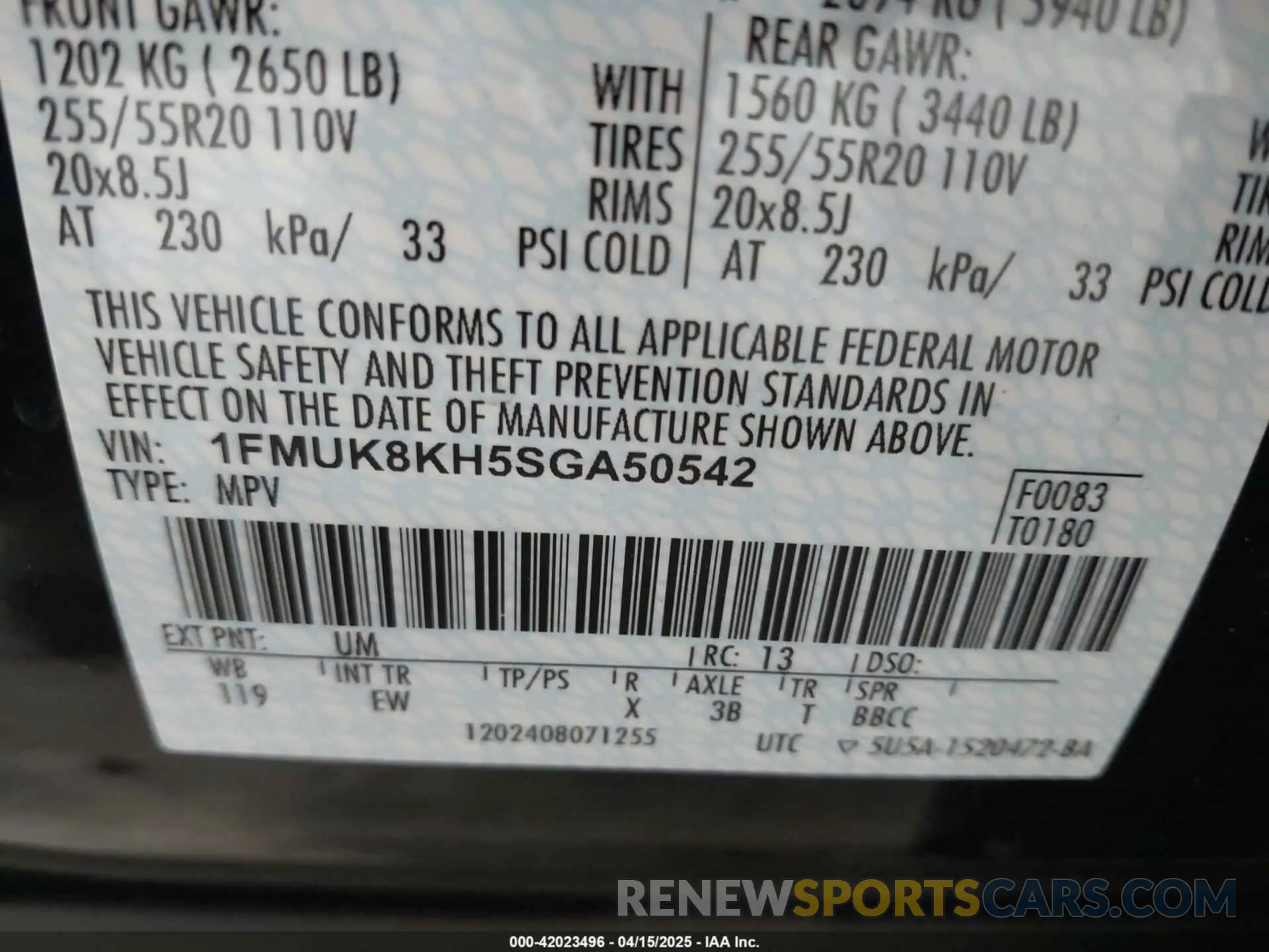 9 fotografías del automóvil dañado 1FMUK8KH5SGA50542 FORD EXPLORER 2025
