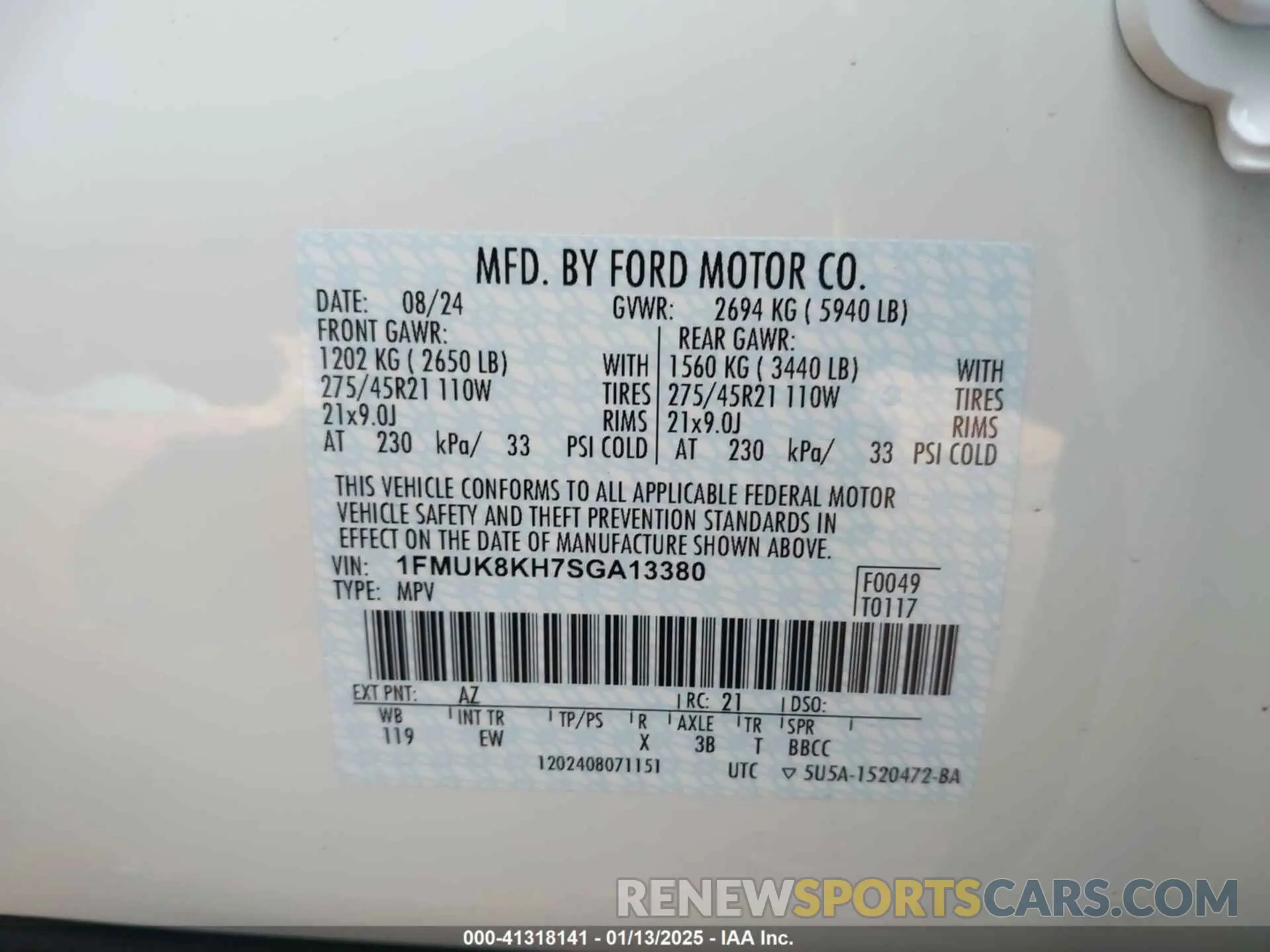 9 fotografías del automóvil dañado 1FMUK8KH7SGA13380 FORD EXPLORER 2025