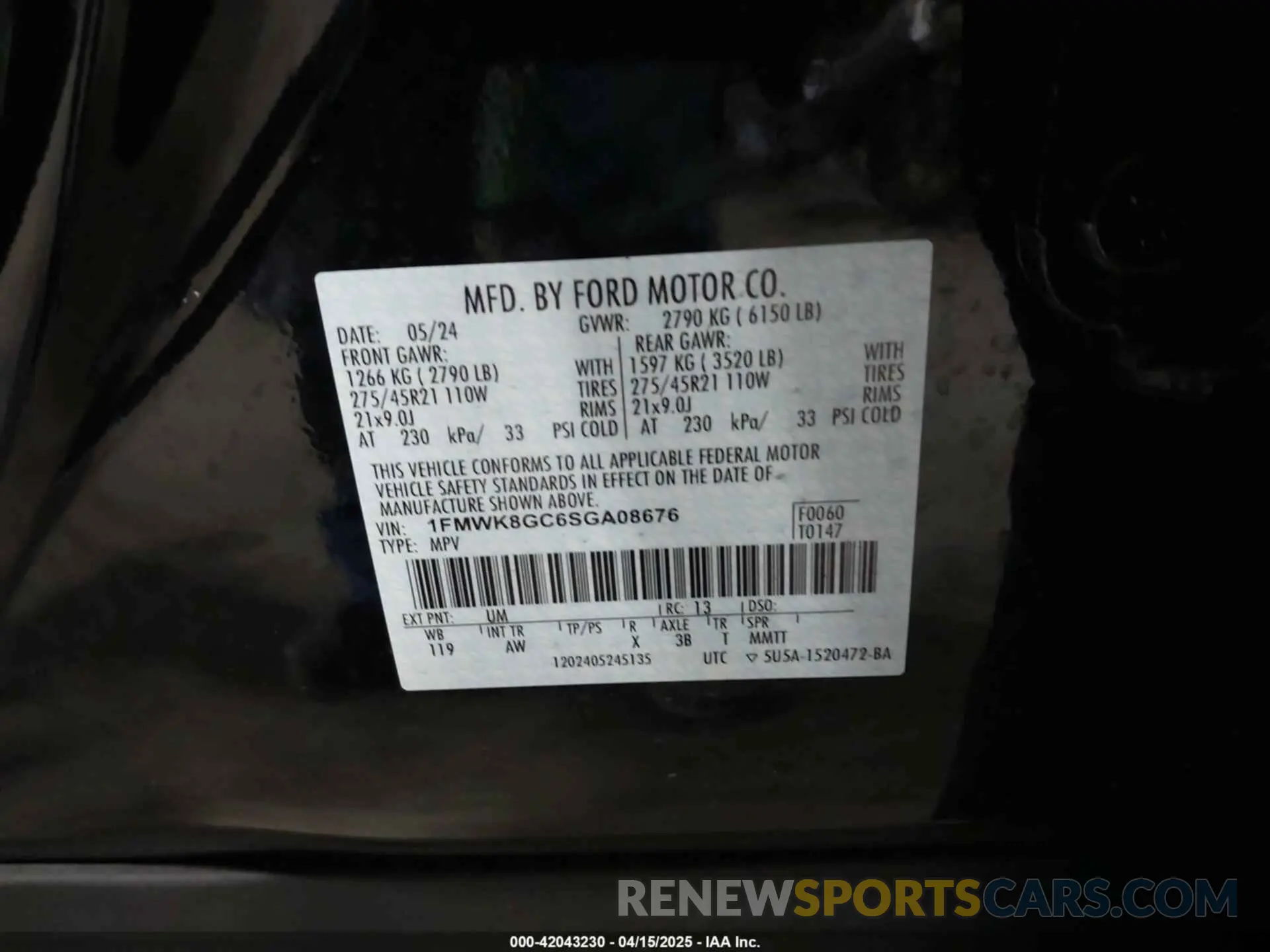 9 fotografías del automóvil dañado 1FMWK8GC6SGA08676 FORD EXPLORER 2025