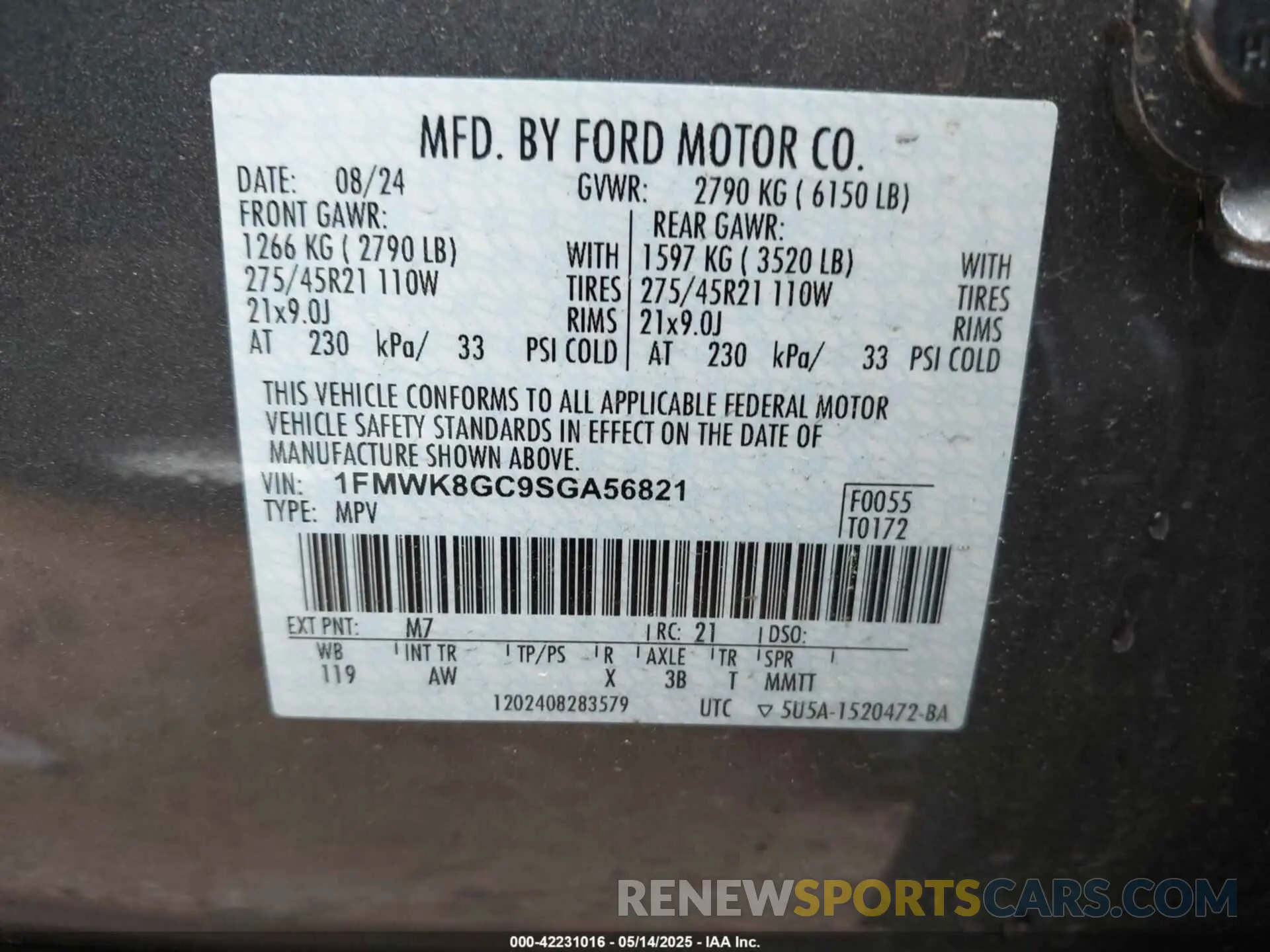 9 fotografías del automóvil dañado 1FMWK8GC9SGA56821 FORD EXPLORER 2025