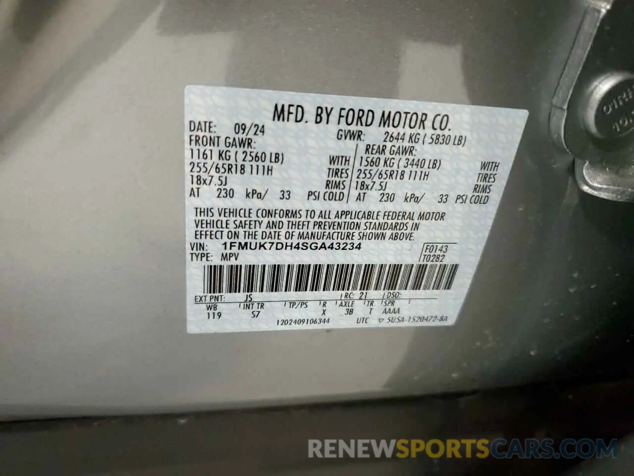 14 fotografías del automóvil dañado 1FMUK7DH4SGA43234 FORD EXPLORER A 2025