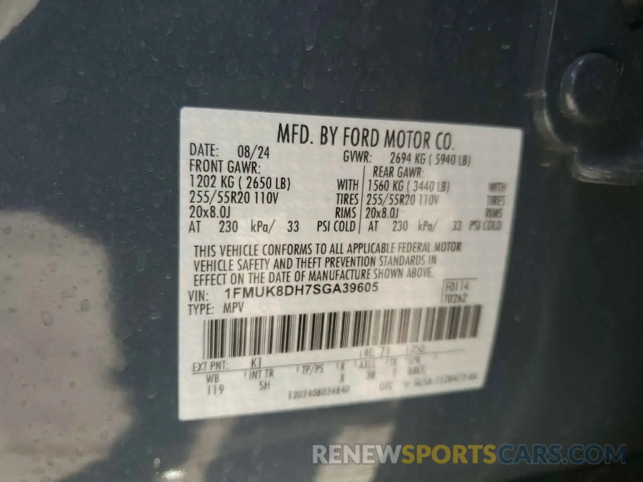 14 fotografías del automóvil dañado 1FMUK8DH7SGA39605 FORD EXPLORER A 2025