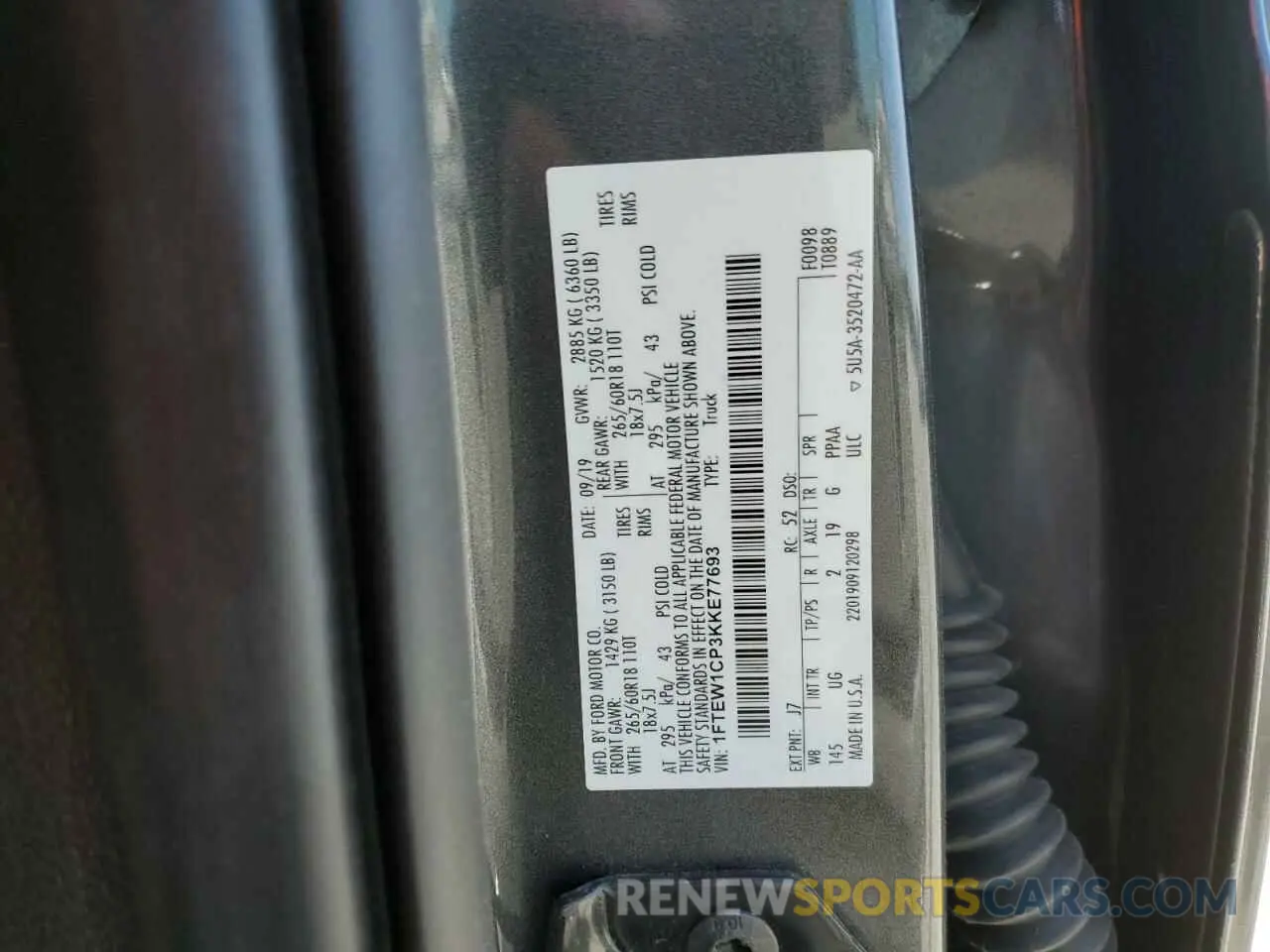 12 fotografías del automóvil dañado 1FTEW1CP3KKE77693 FORD F-150 2019