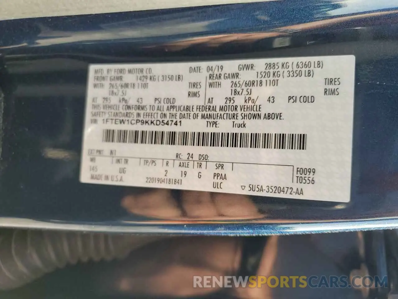 13 fotografías del automóvil dañado 1FTEW1CP9KKD54741 FORD F-150 2019