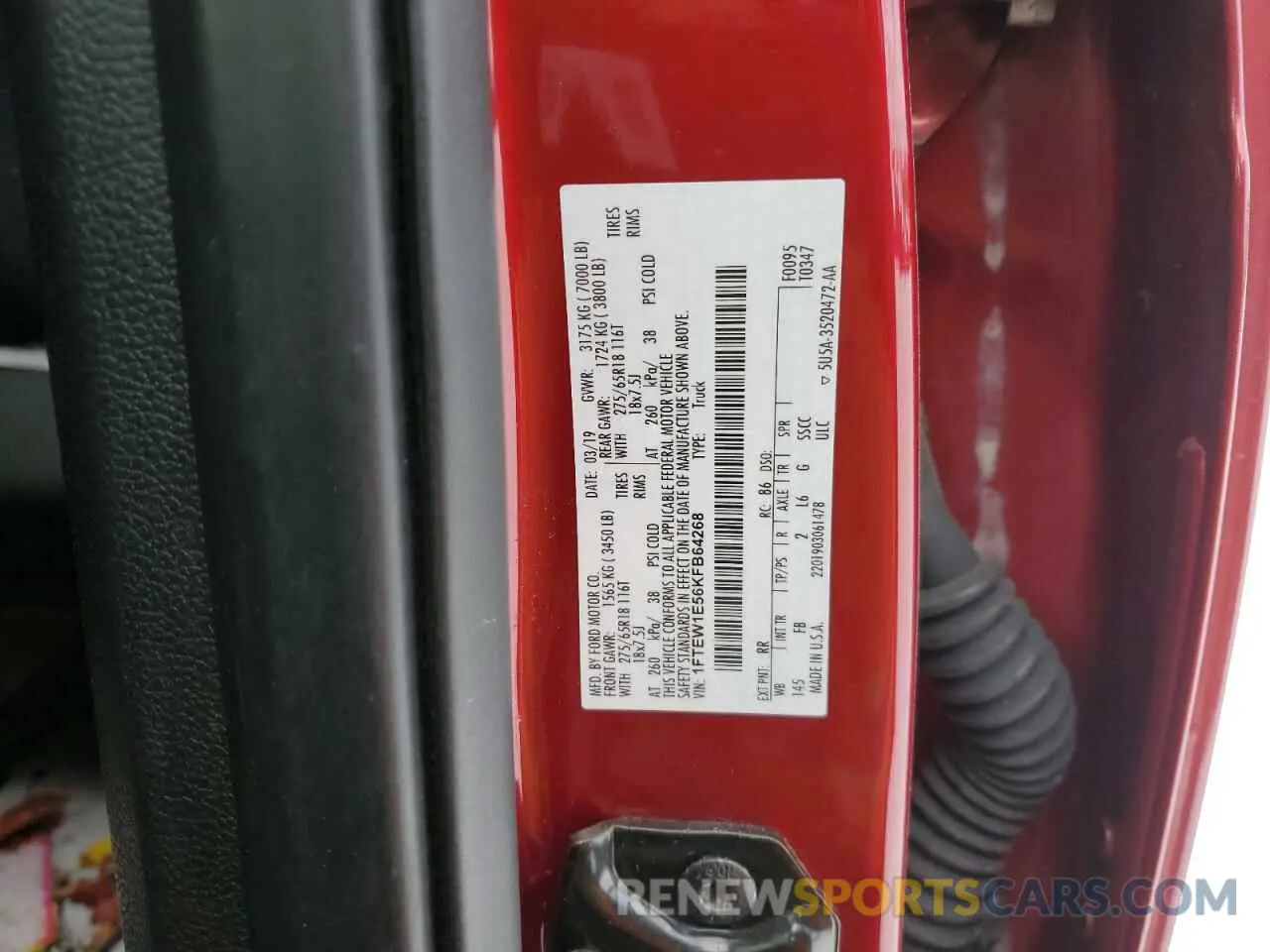 14 fotografías del automóvil dañado 1FTEW1E56KFB64268 FORD F-150 2019