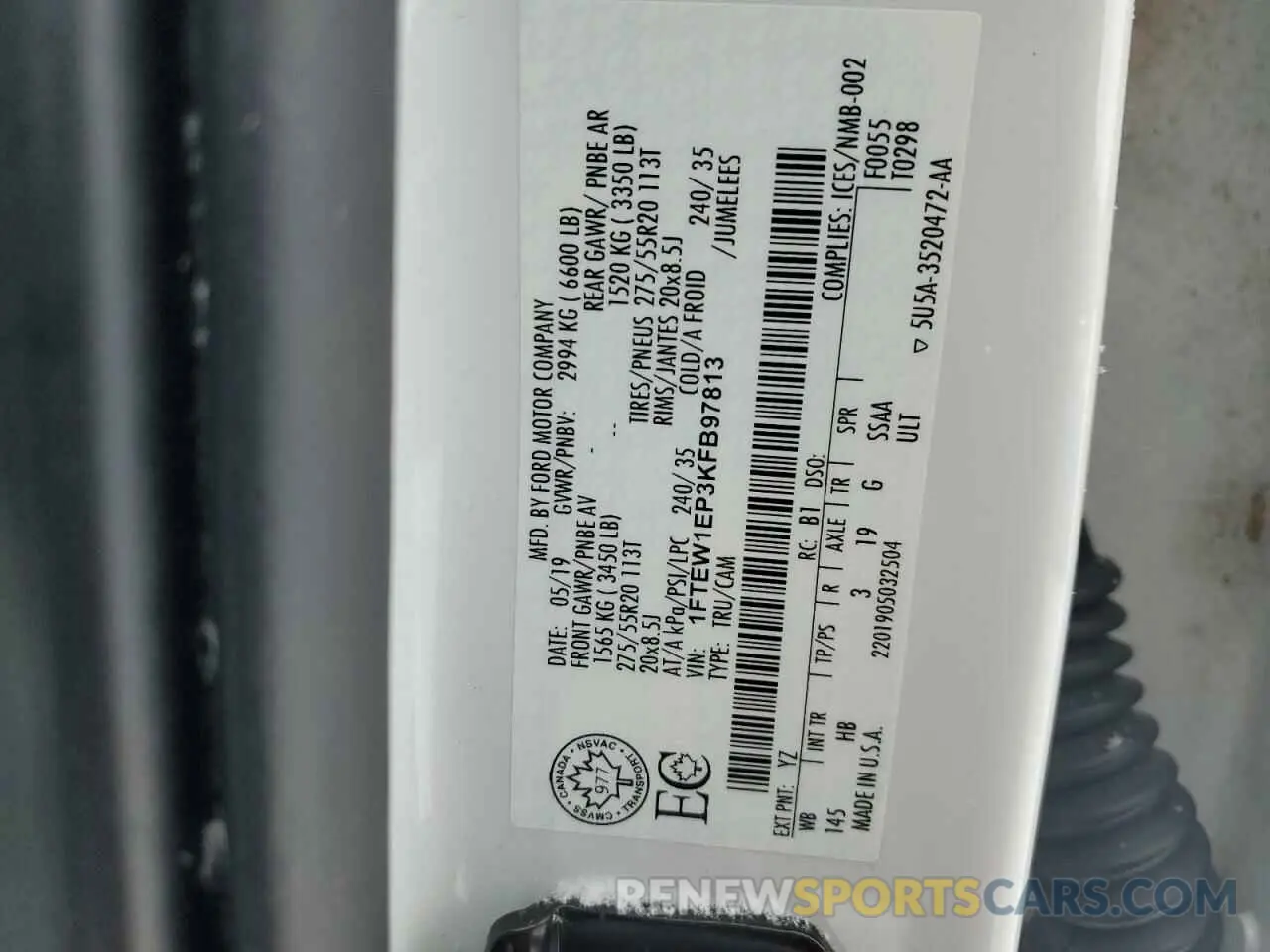 12 fotografías del automóvil dañado 1FTEW1EP3KFB97813 FORD F-150 2019