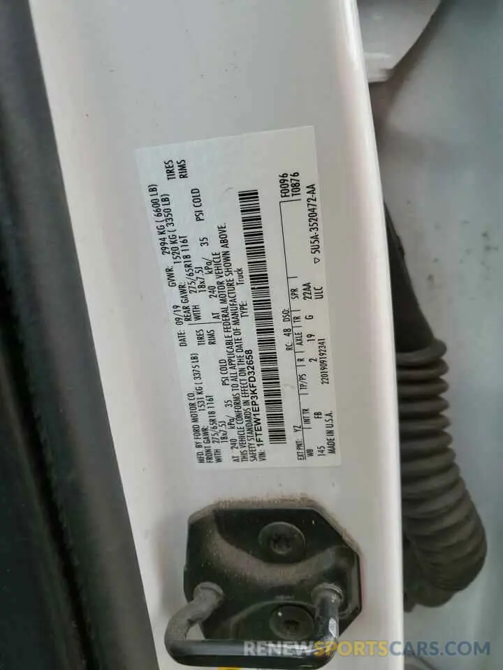 14 fotografías del automóvil dañado 1FTEW1EP3KFD32658 FORD F-150 2019