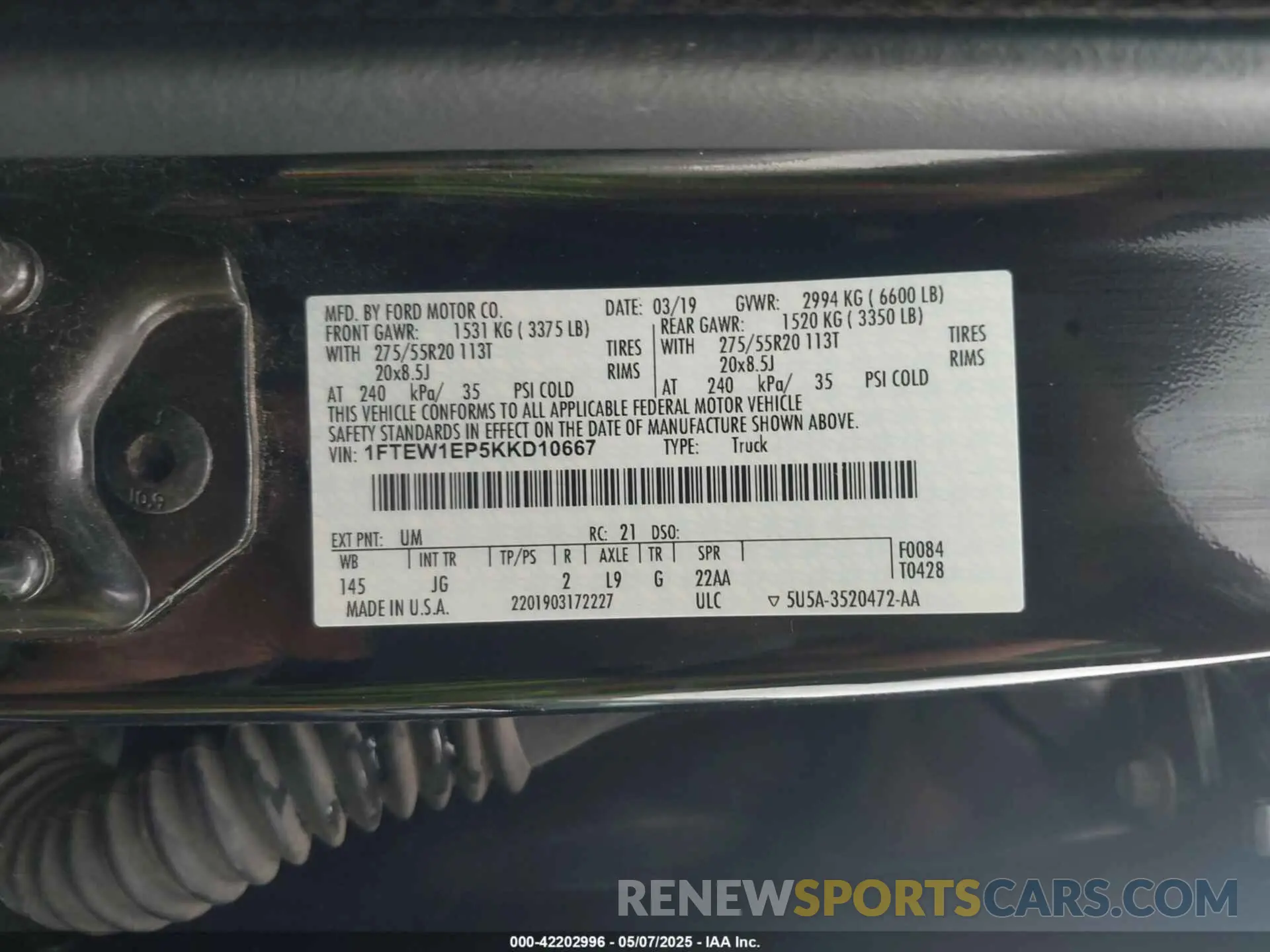 9 fotografías del automóvil dañado 1FTEW1EP5KKD10667 FORD F-150 2019