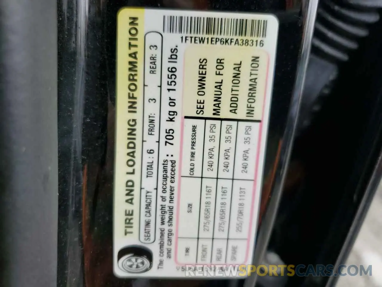 13 fotografías del automóvil dañado 1FTEW1EP6KFA38316 FORD F-150 2019