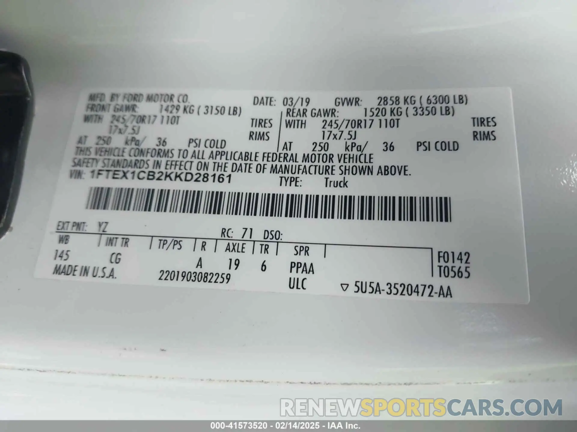 9 fotografías del automóvil dañado 1FTEX1CB2KKD28161 FORD F-150 2019