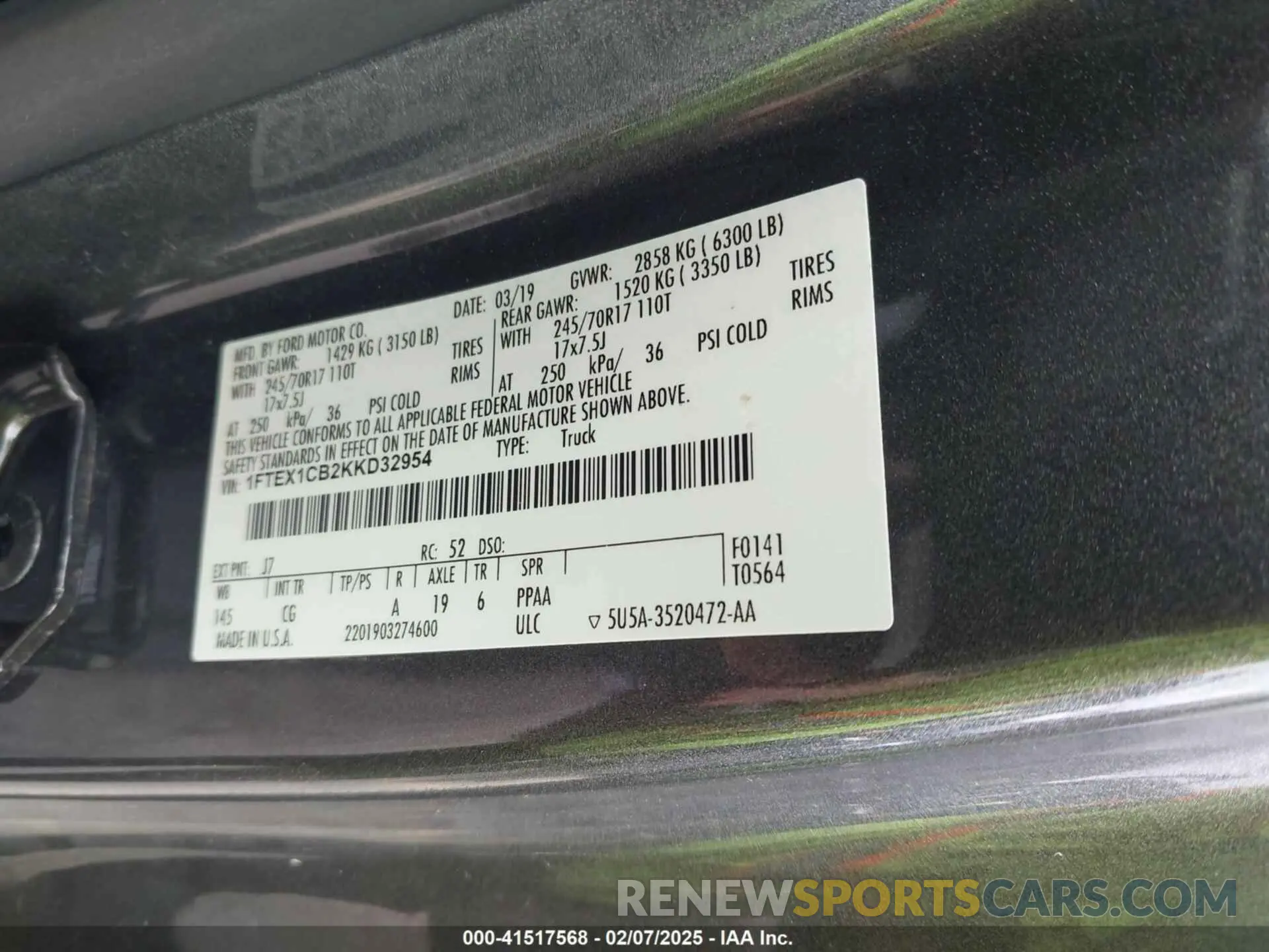 9 fotografías del automóvil dañado 1FTEX1CB2KKD32954 FORD F-150 2019