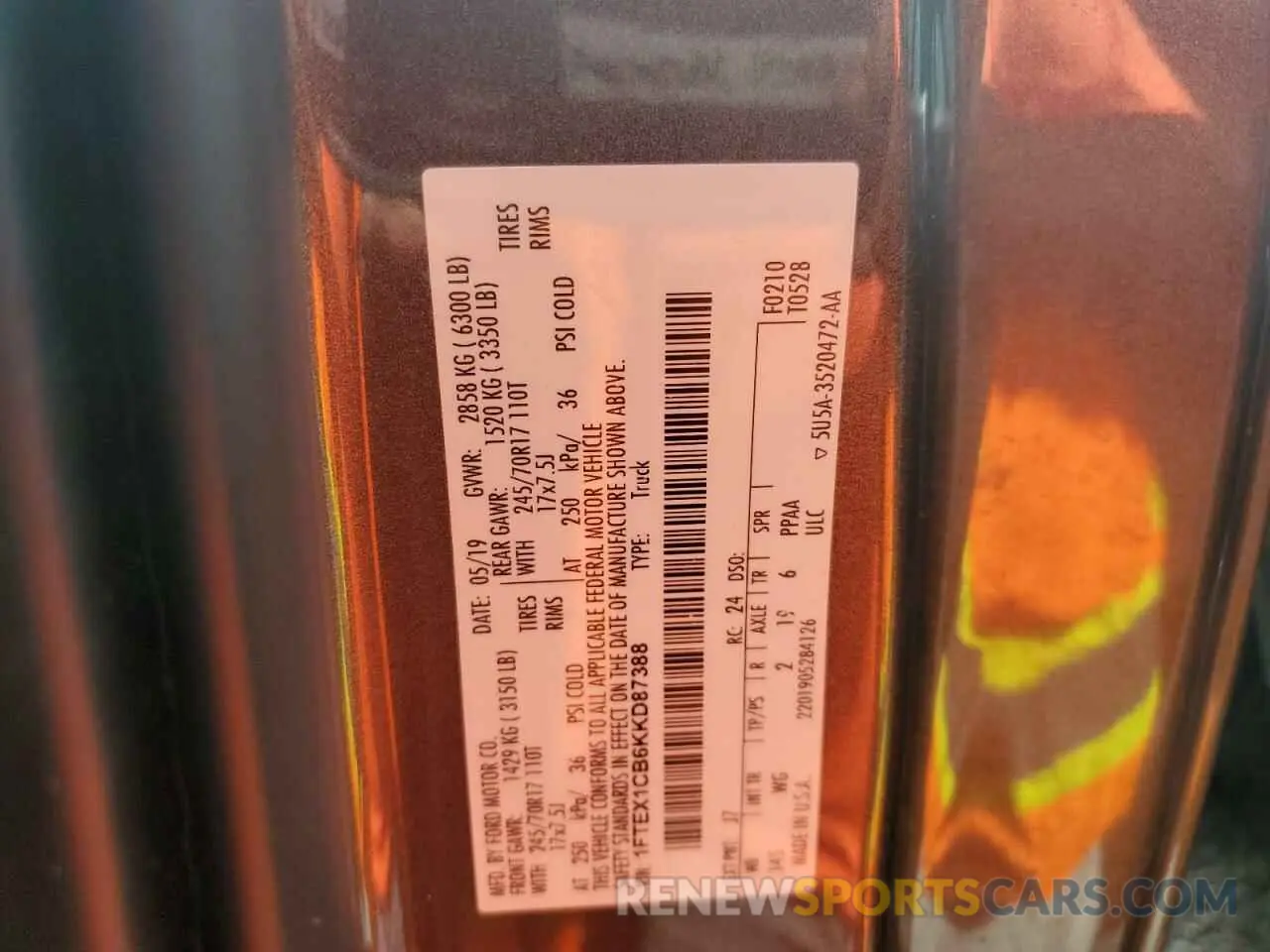 13 fotografías del automóvil dañado 1FTEX1CB6KKD87388 FORD F-150 2019