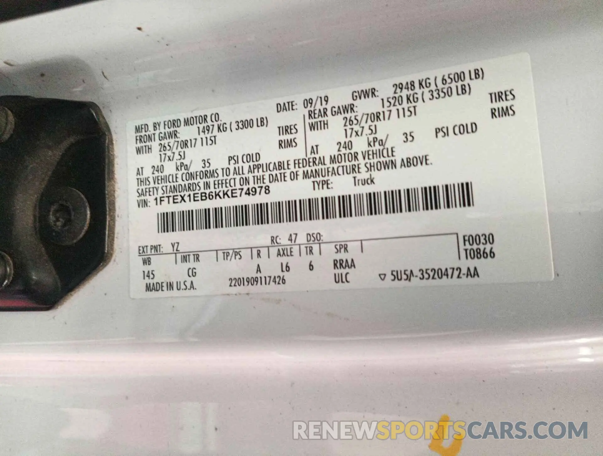 26 fotografías del automóvil dañado 1FTEX1EB6KKE74978 FORD F-150 2019