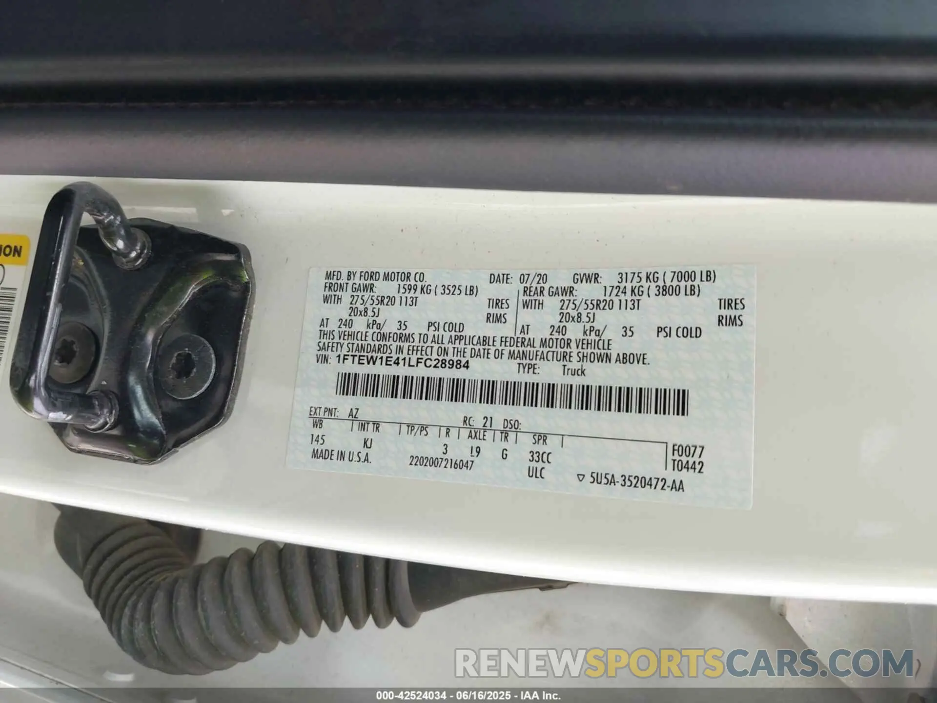 9 fotografías del automóvil dañado 1FTEW1E41LFC28984 FORD F-150 2020