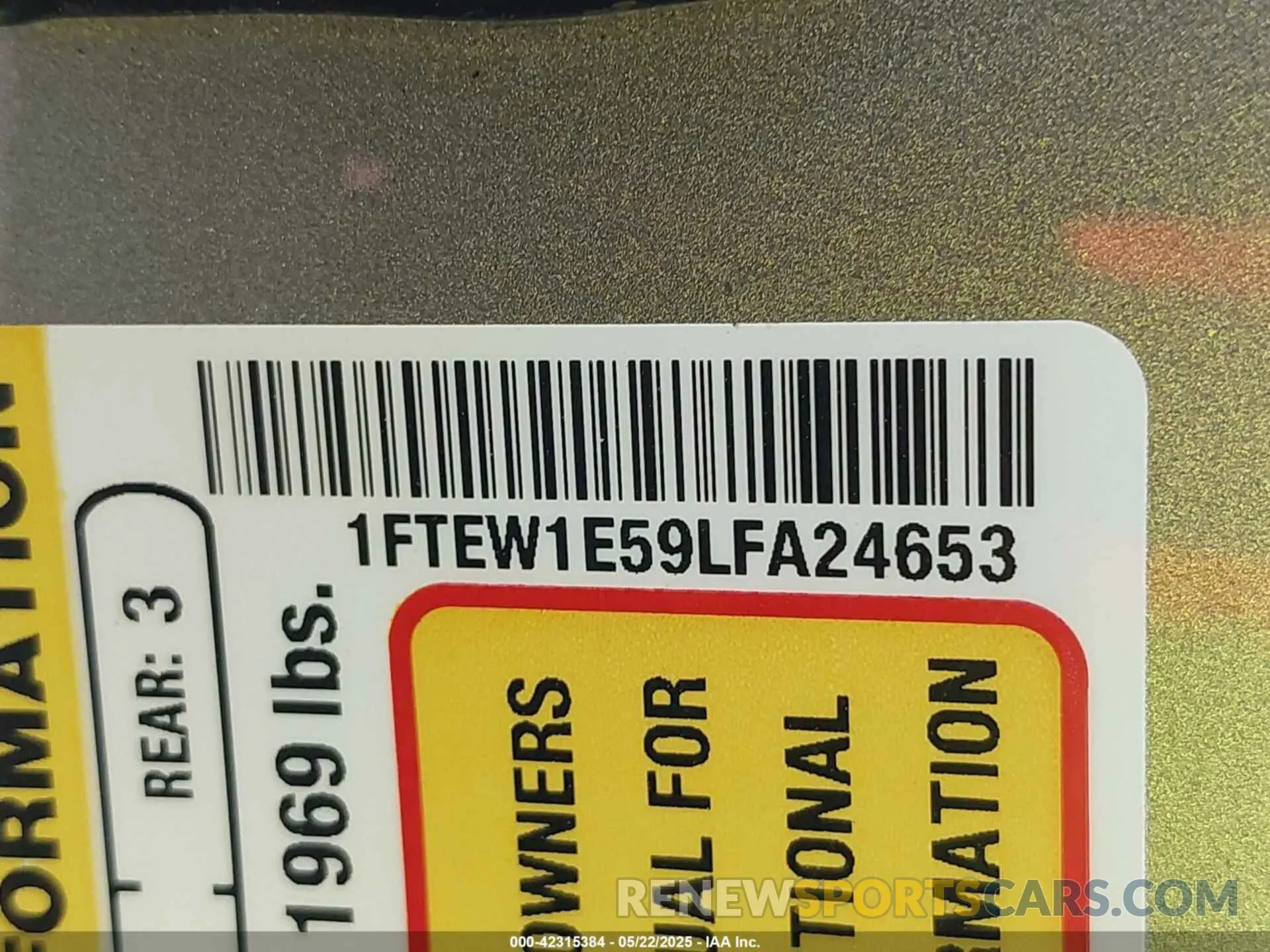 9 fotografías del automóvil dañado 1FTEW1E59LFA24653 FORD F-150 2020