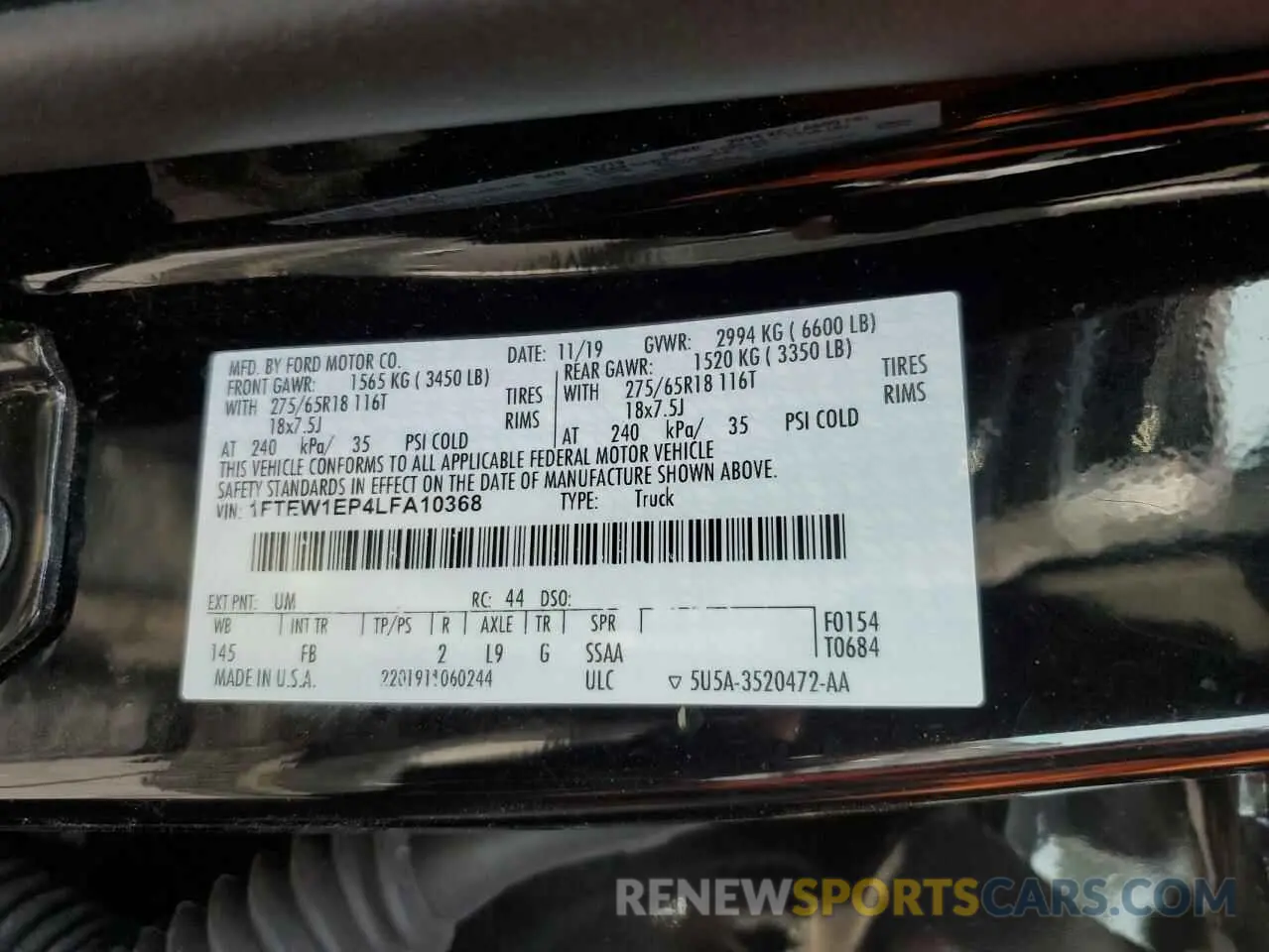 13 fotografías del automóvil dañado 1FTEW1EP4LFA10368 FORD F-150 2020